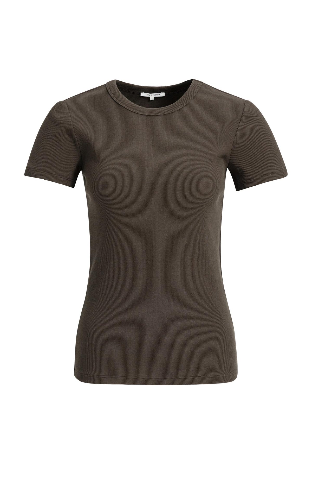 Fitted ribbed T-shirt with round neck - Grey