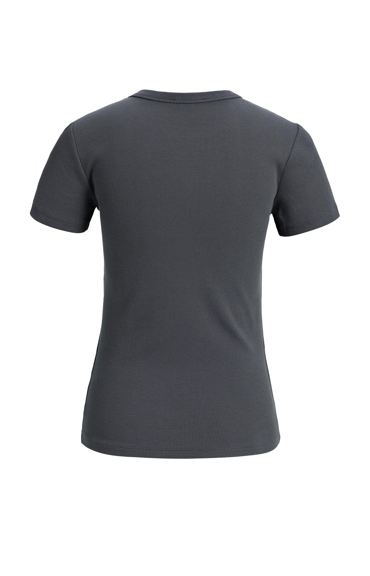 Fitted ribbed T-shirt with round neck - Grey