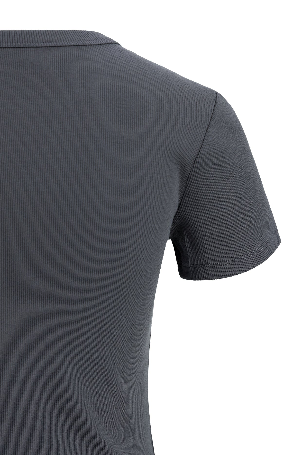 Fitted ribbed T-shirt with round neck - Pavement Grey
