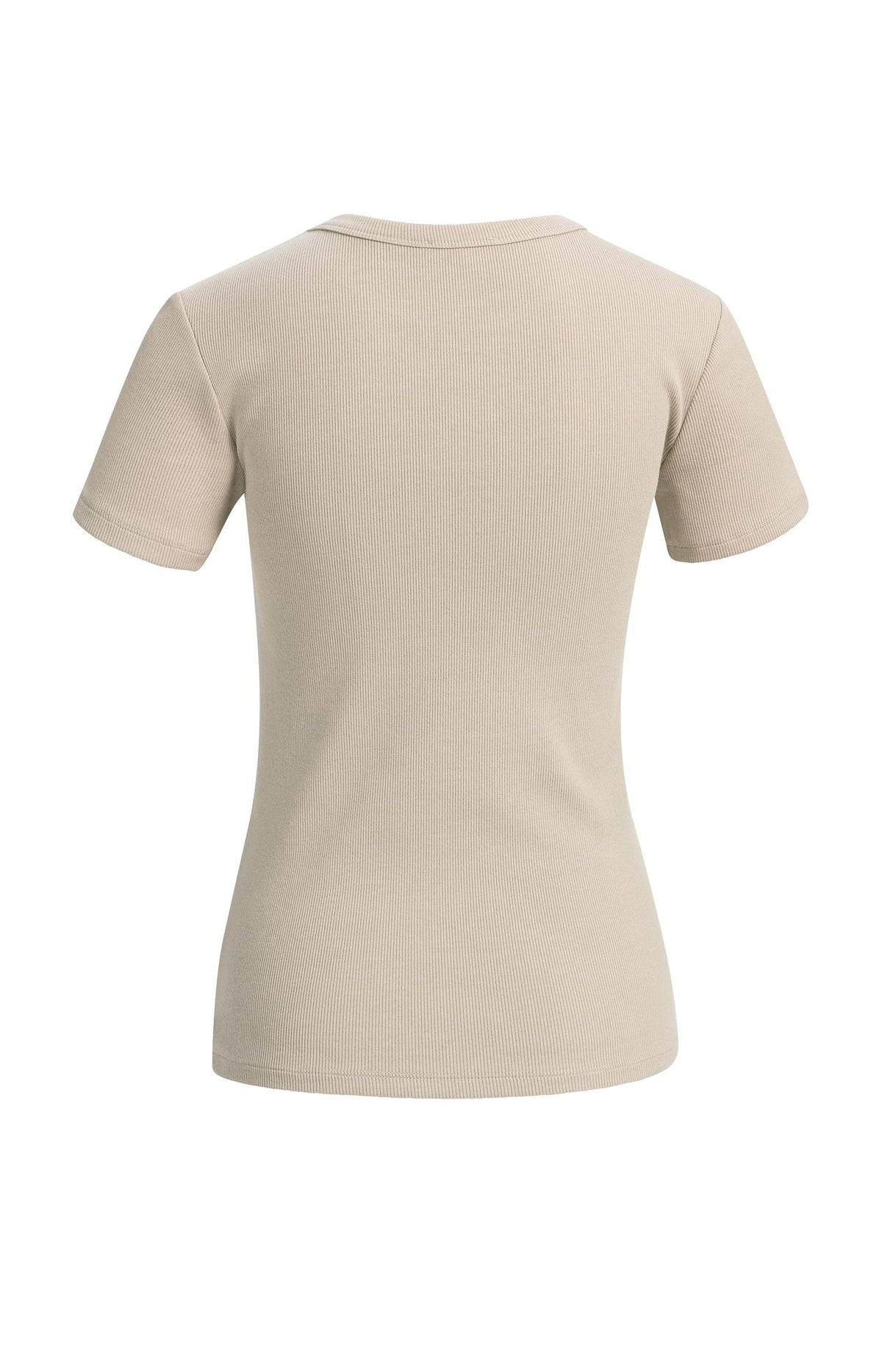 T-shirt ajusté, à col rond, en maille côtelée - Pure Cashmere Grey