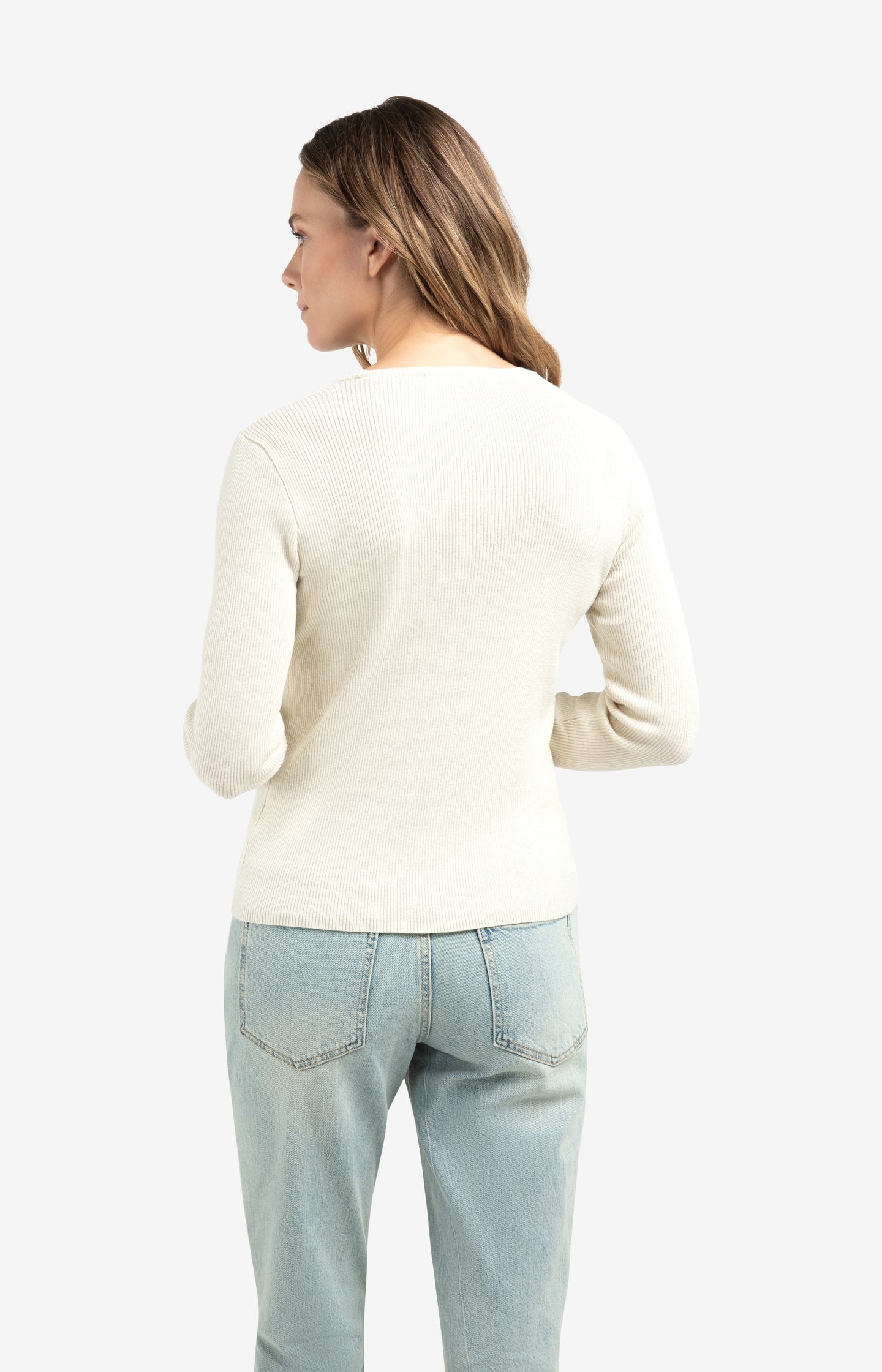 Fitted ribbed top with round neckline and long sleeves - Type: lookbook