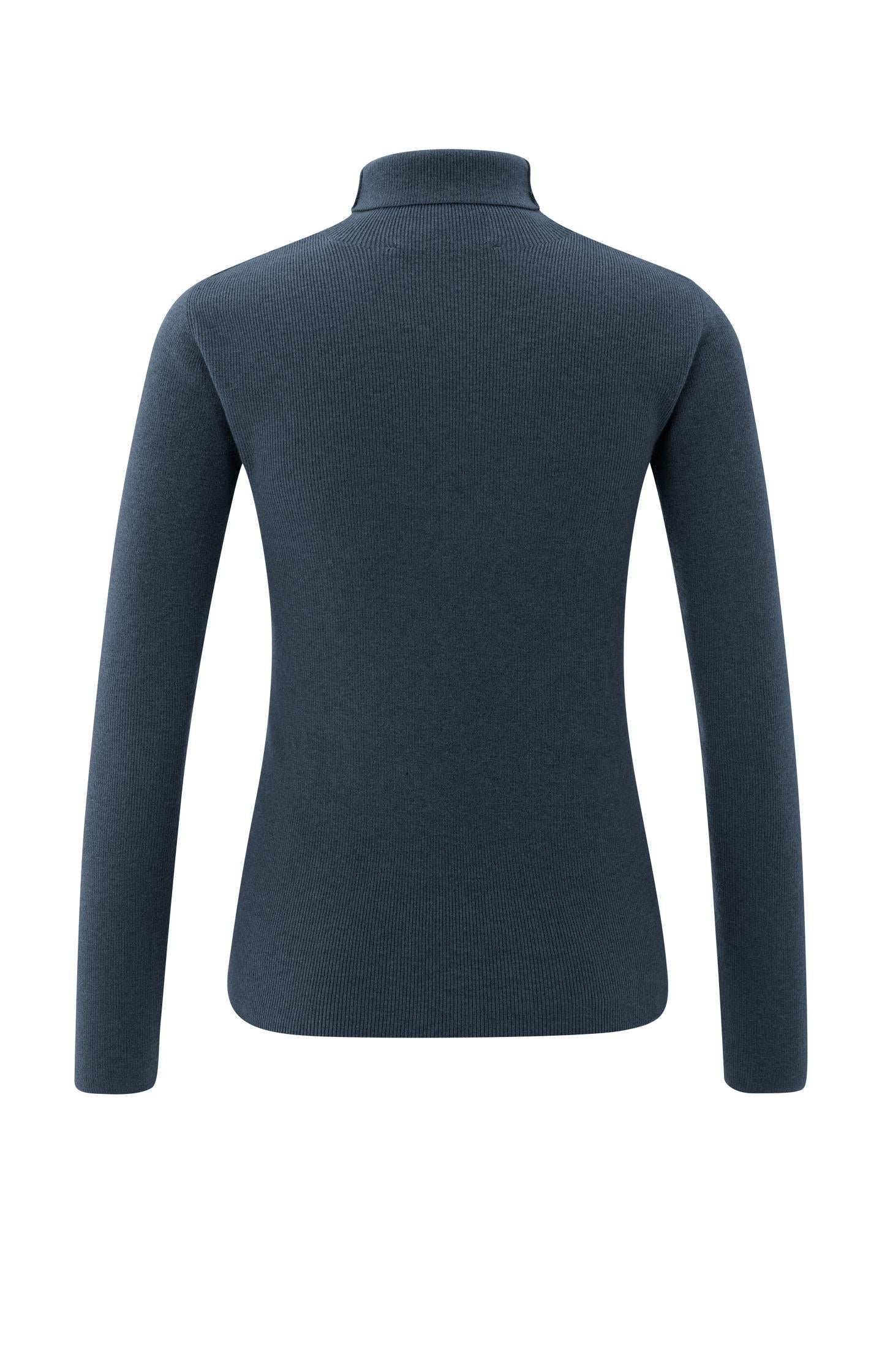 Fitted ribbed top with turtleneck イロット Wide Rib Turtle neck