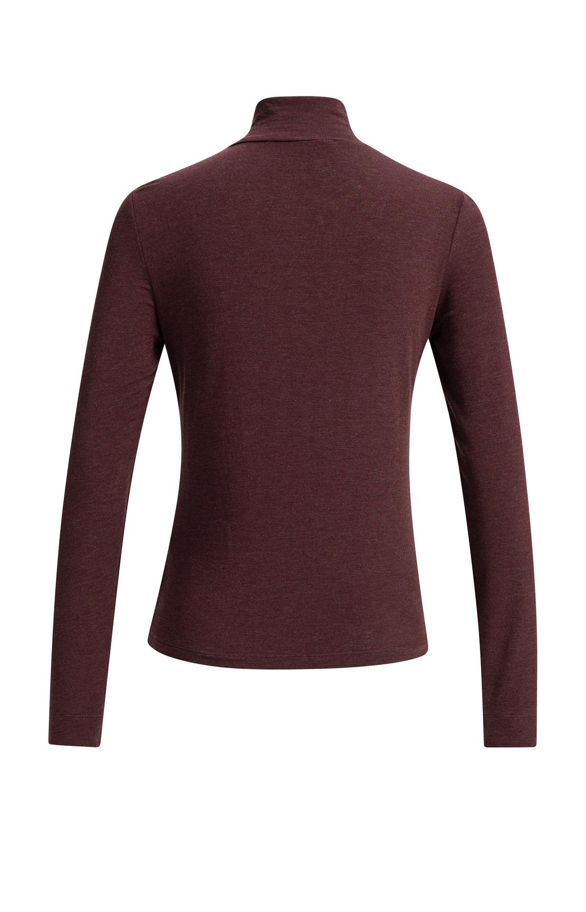 Fitted top with high neck and press buttons - Bitter Chocolate Red Melange