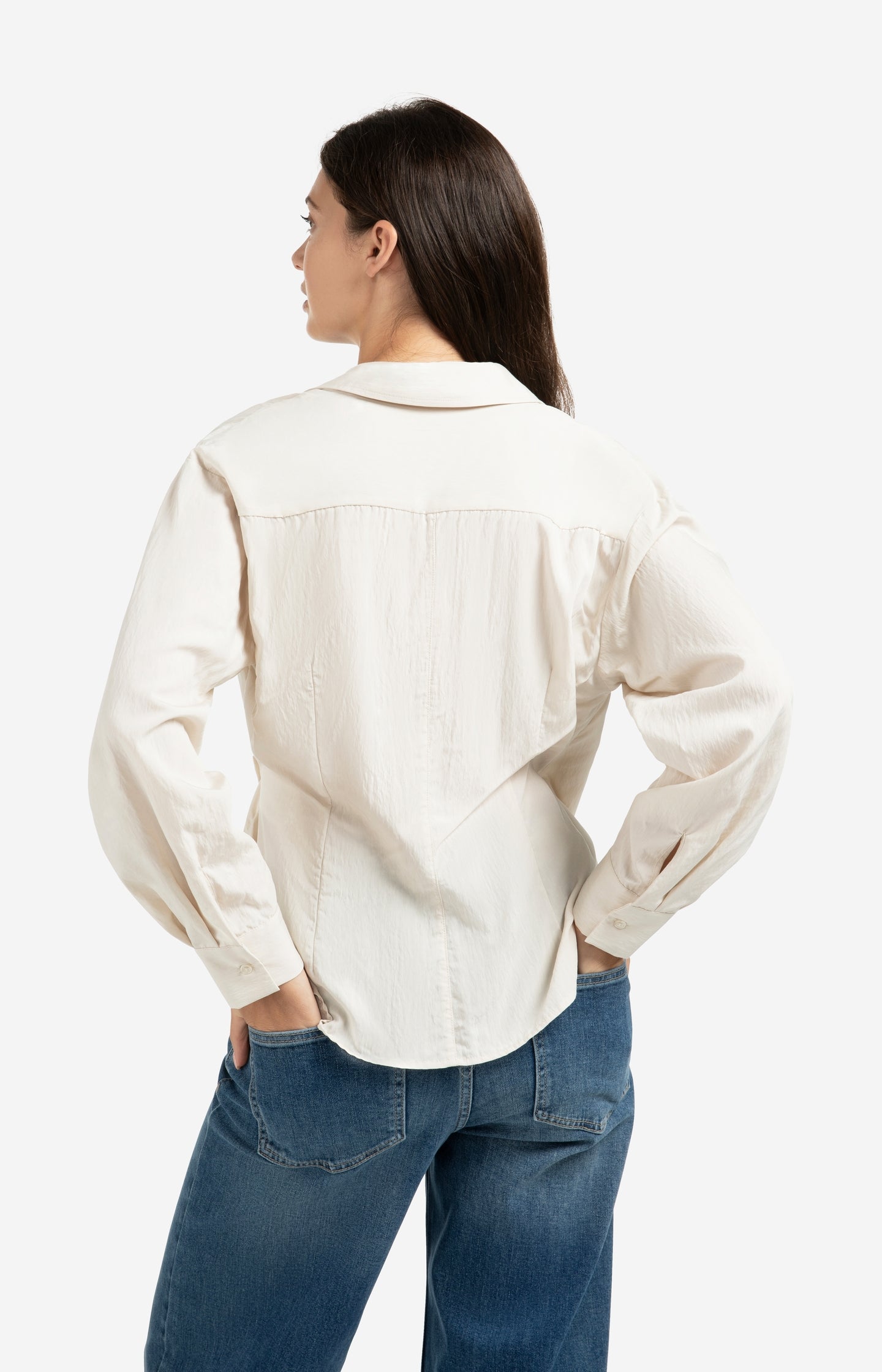 Fitted wrap blouse with long sleeves