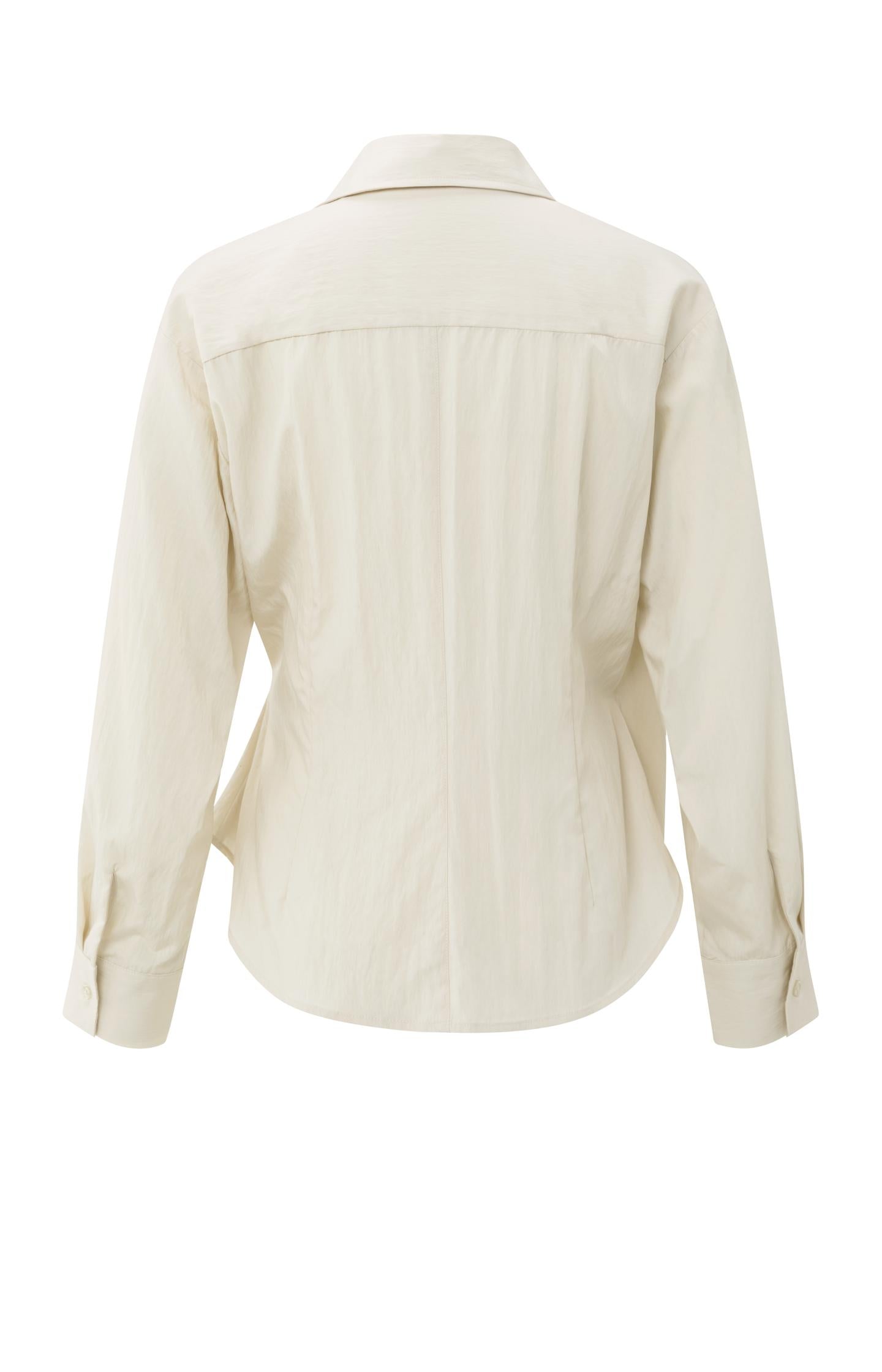 Fitted wrap blouse with long sleeves