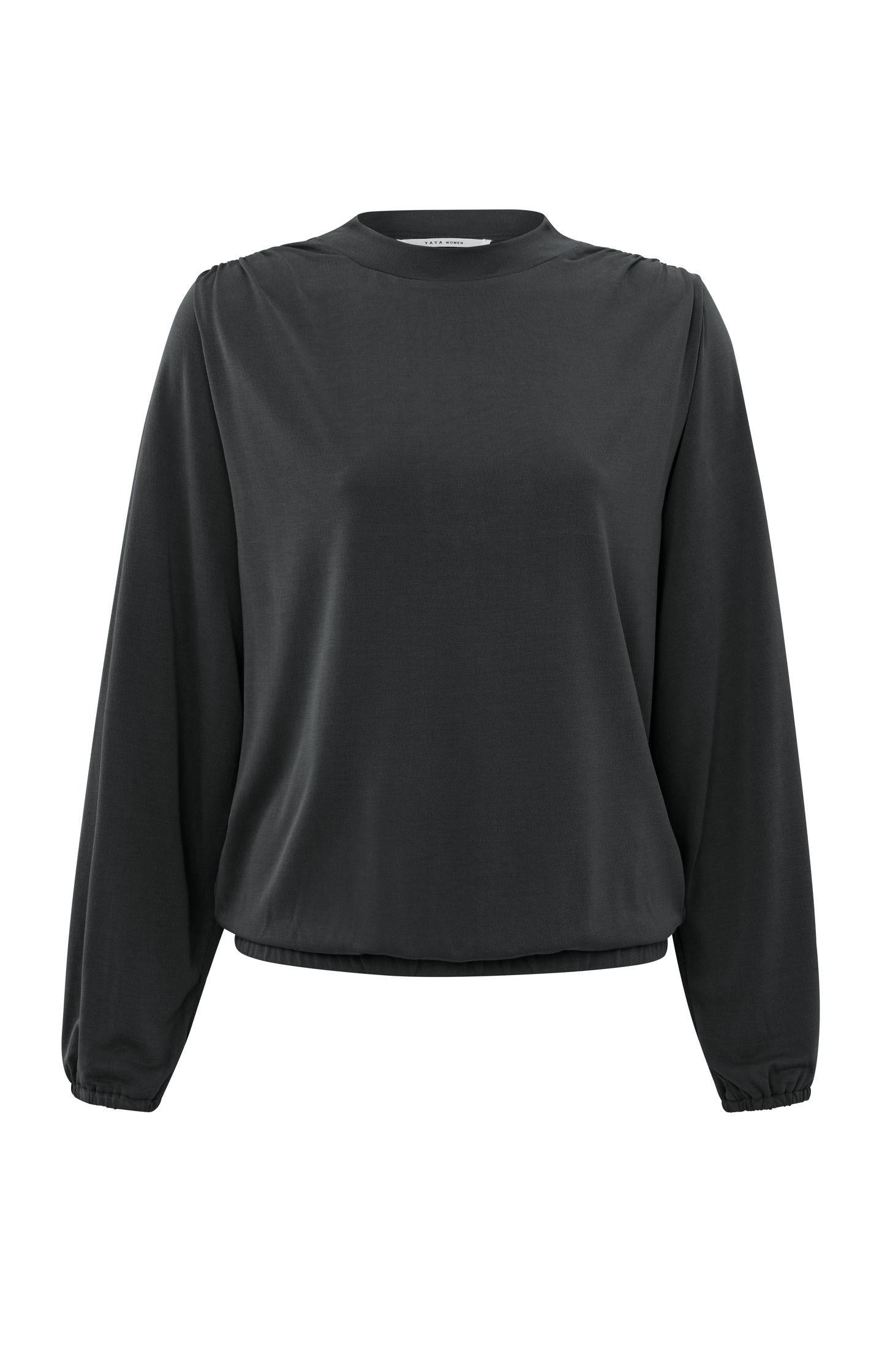 Flowing jersey top with long sleeves and round neck - Type: product