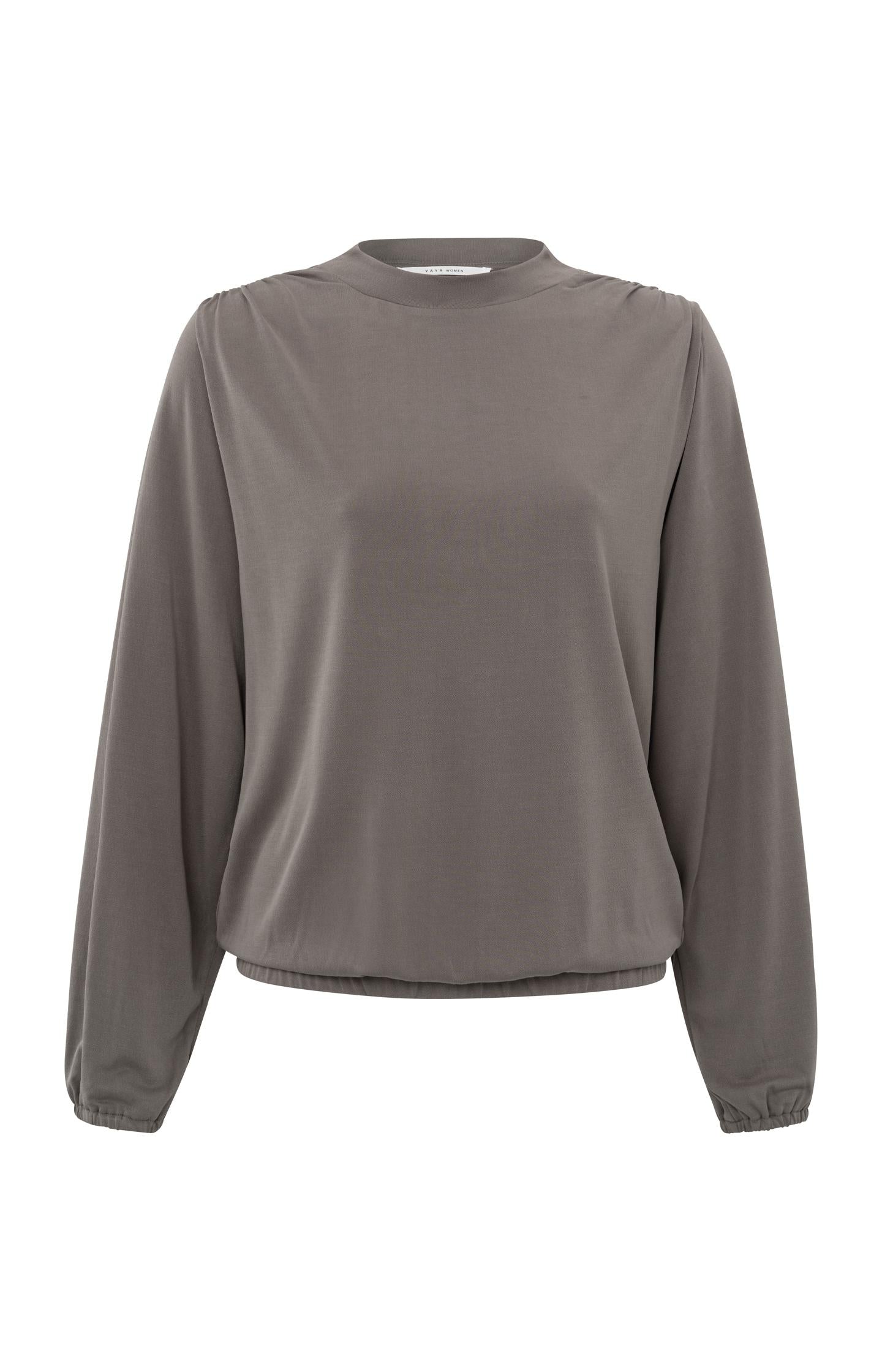 Flowing jersey top with long sleeves and round neck - Type: product