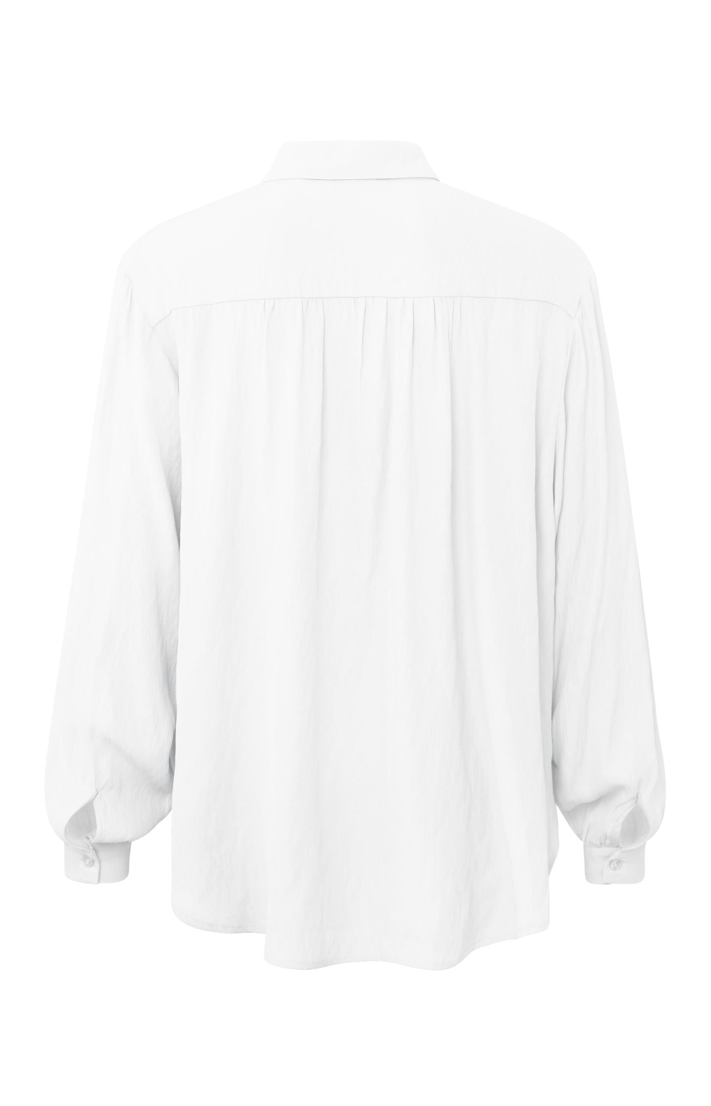 Flowy blouse with long balloon sleeves and pleated details