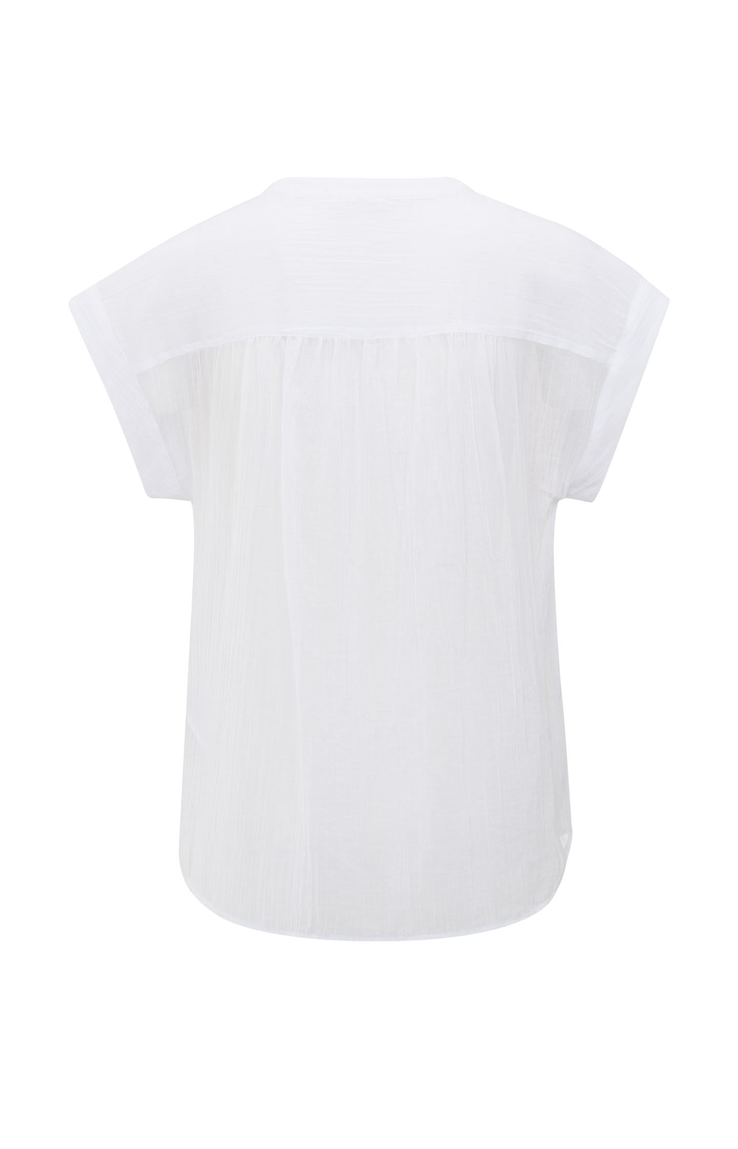 Flowy blouse with polo collar and cap sleeves