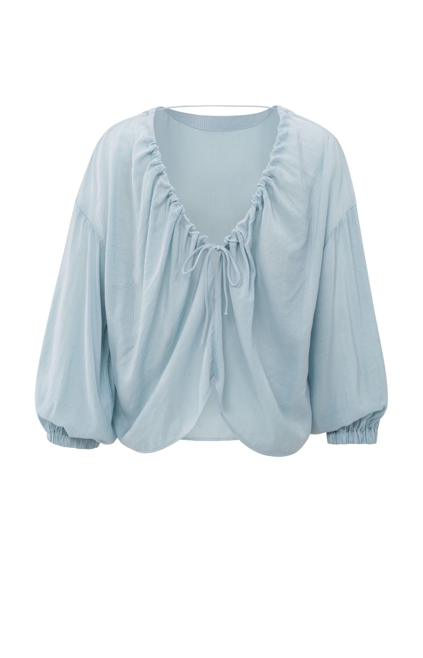 Flowy crinkle top with open back and tie detail
