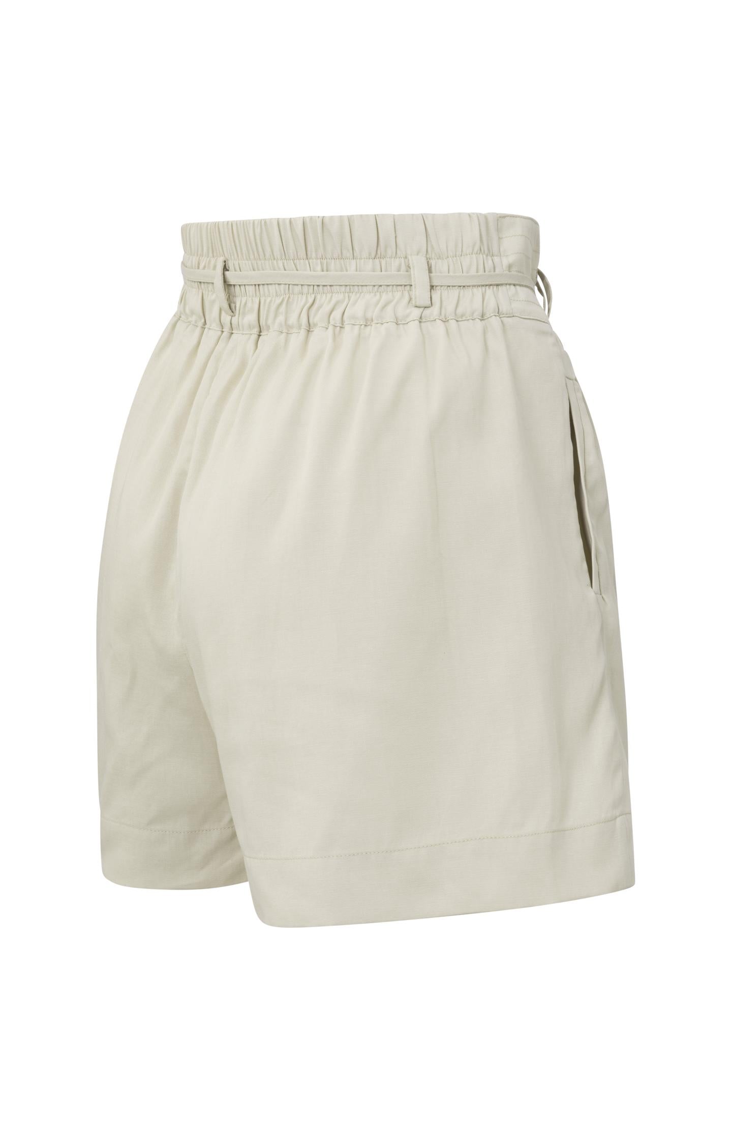 Flowy short with high waist, cord, pockets and zip fly - Moonstruck Grey