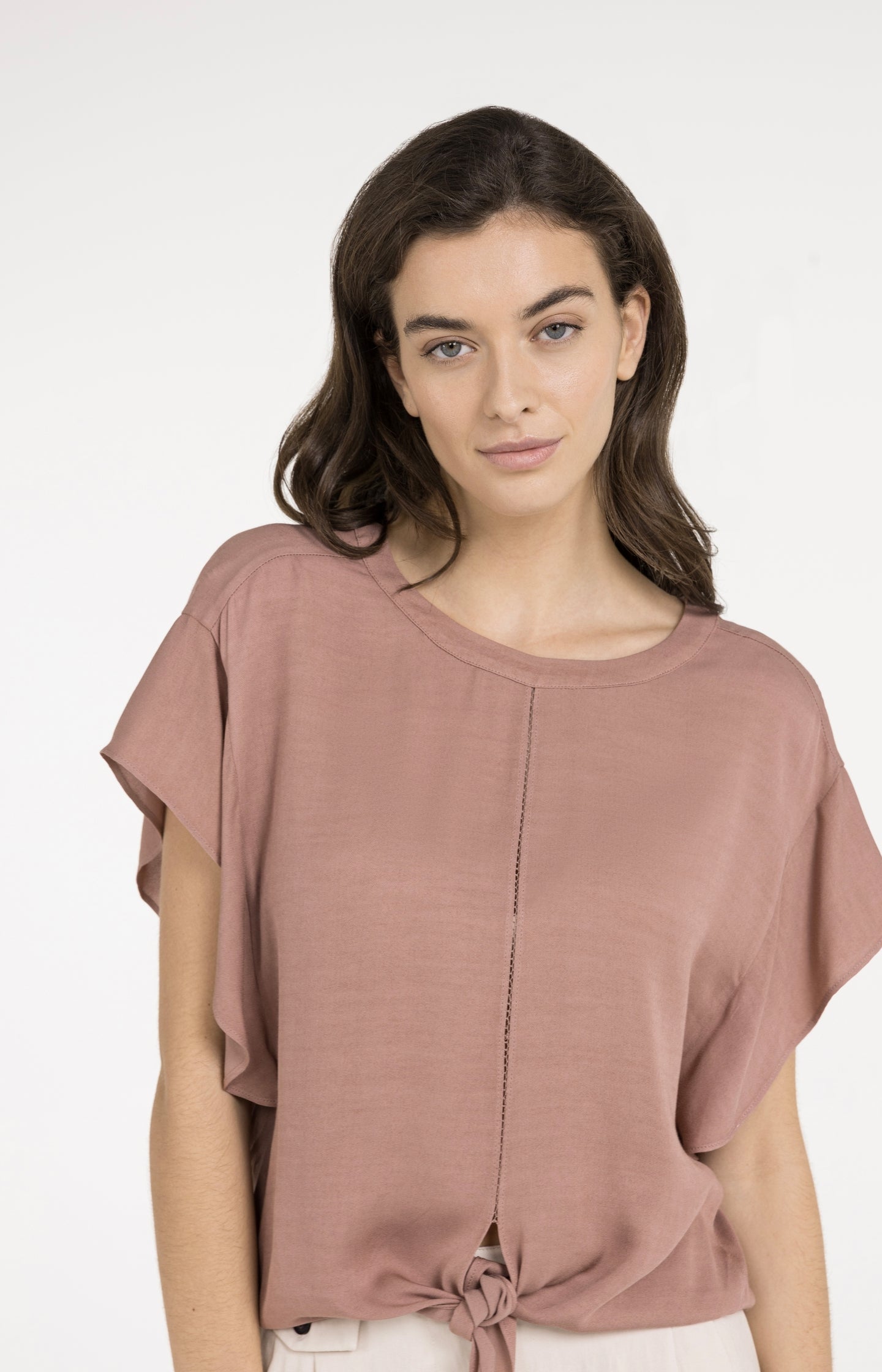 Flowy top with knot detail and elastic hem
