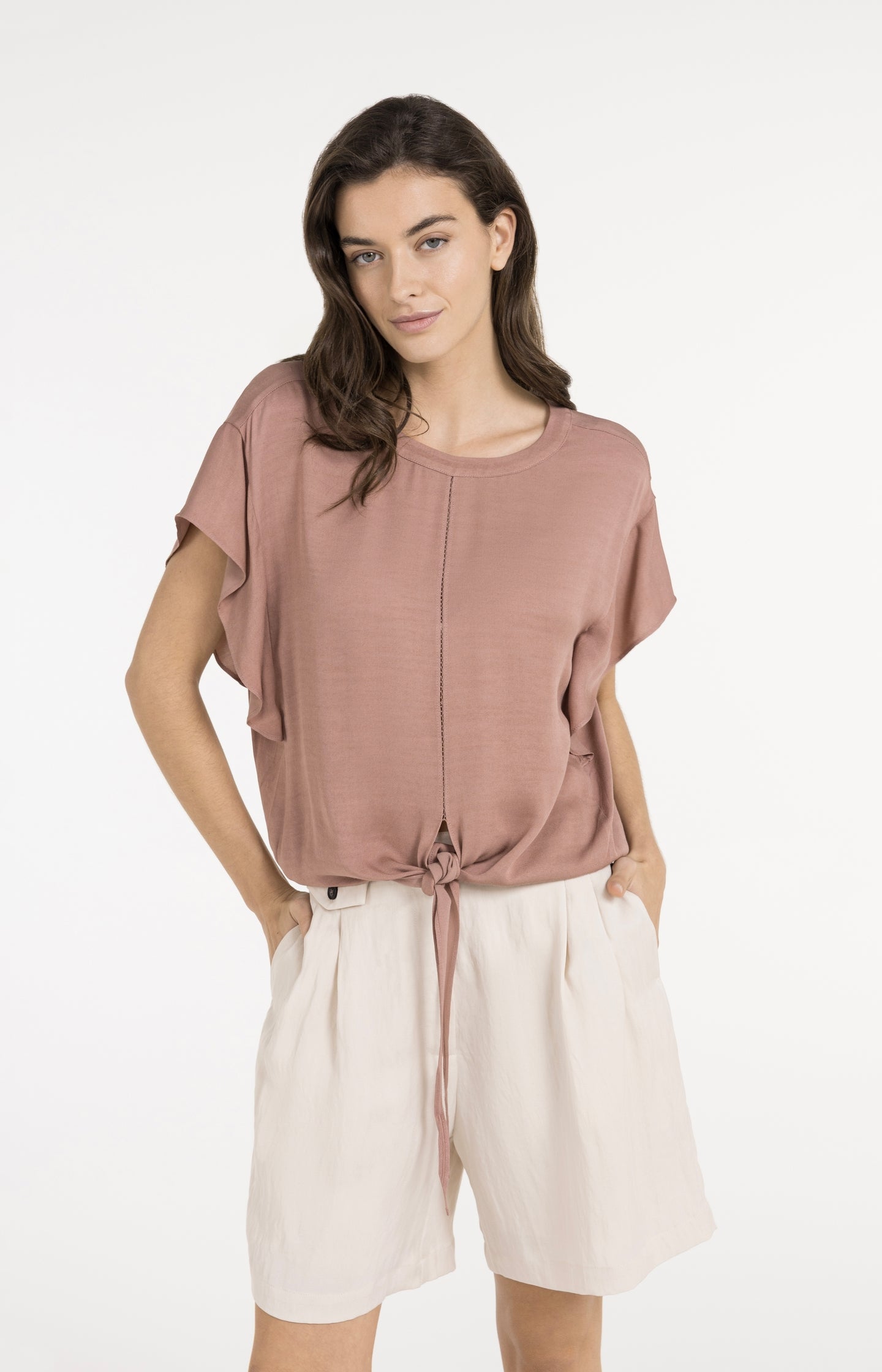 Flowy top with knot detail and elastic hem