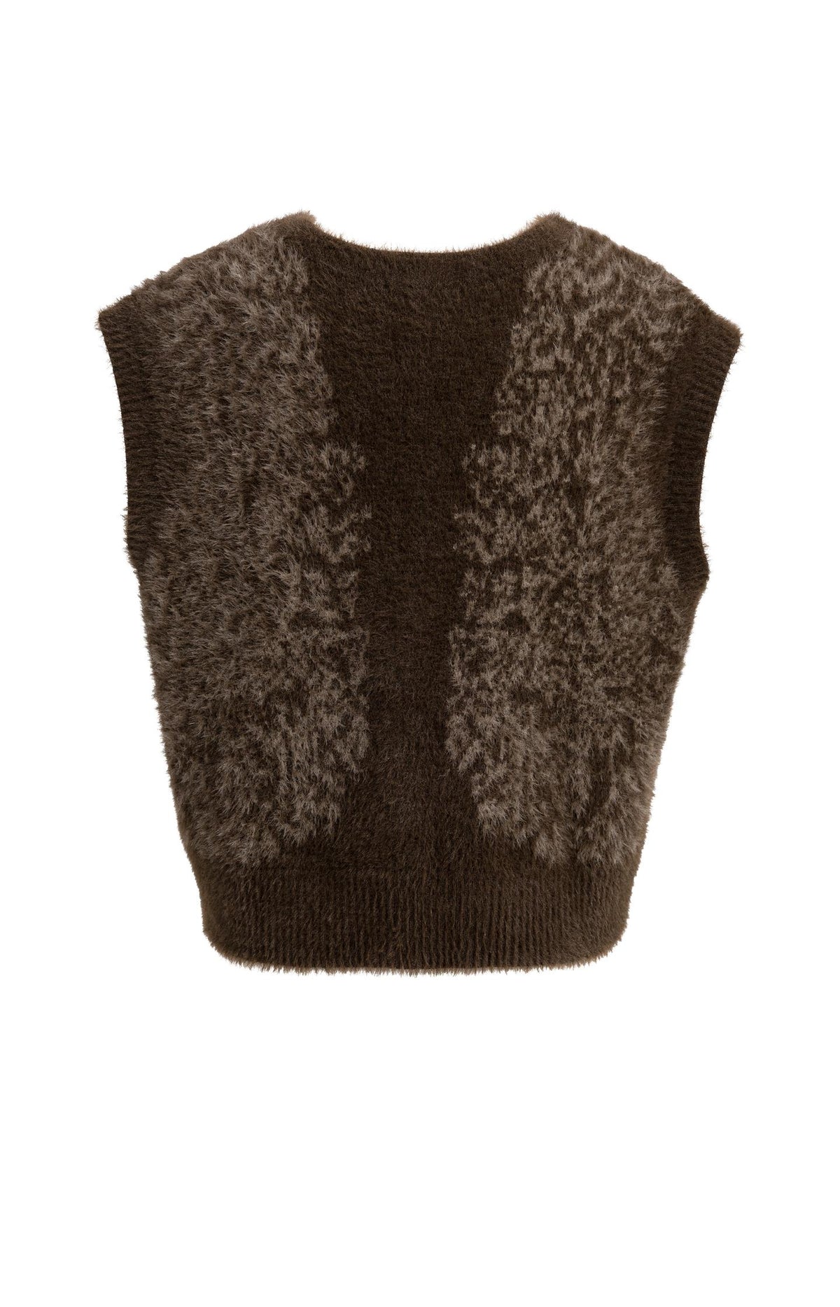 Fluffy spencer met patroon - Delicioso Brown Dessin