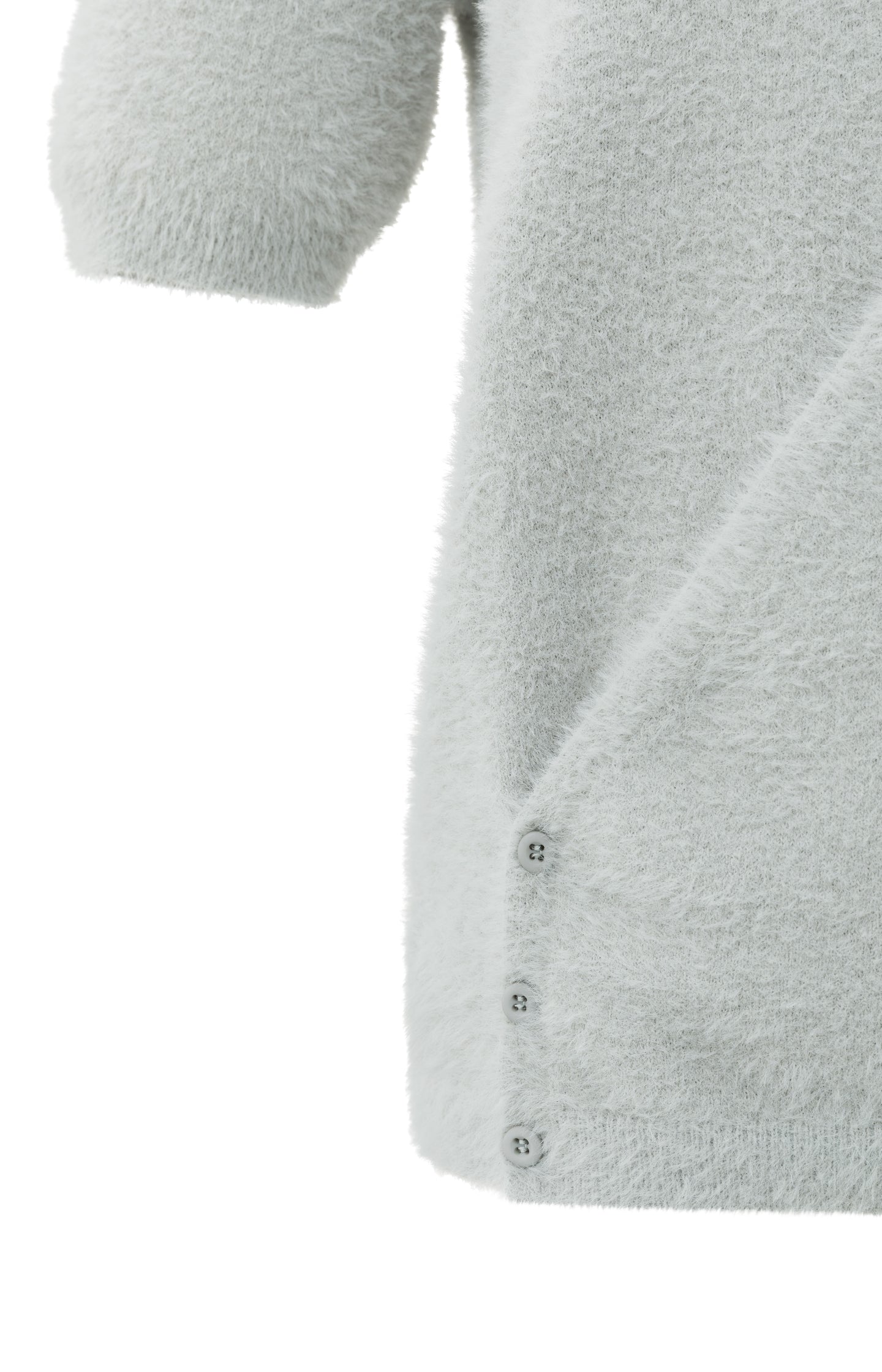 Fluffy short-sleeve sweater with wrap-over detail