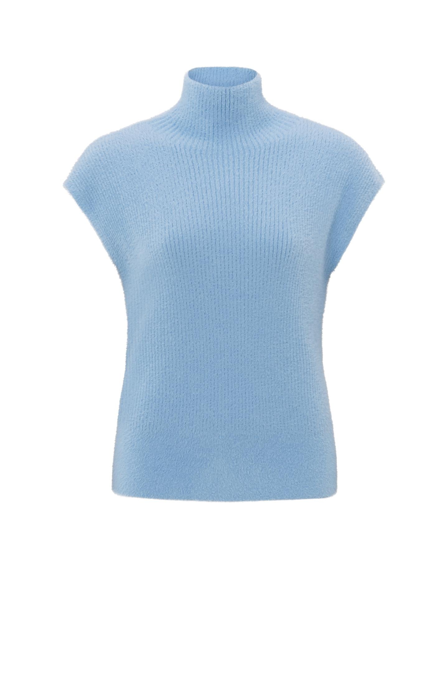 Fluffy sleeveless sweater with high neck and fitted fit - Type: product