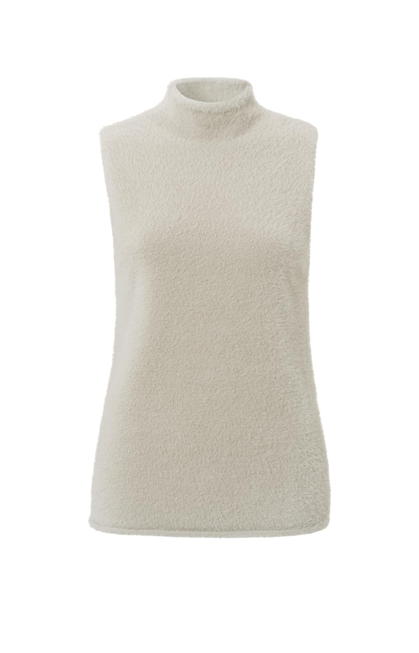 Fluffy sleeveless sweater with turtleneck in regular fit - Type: product