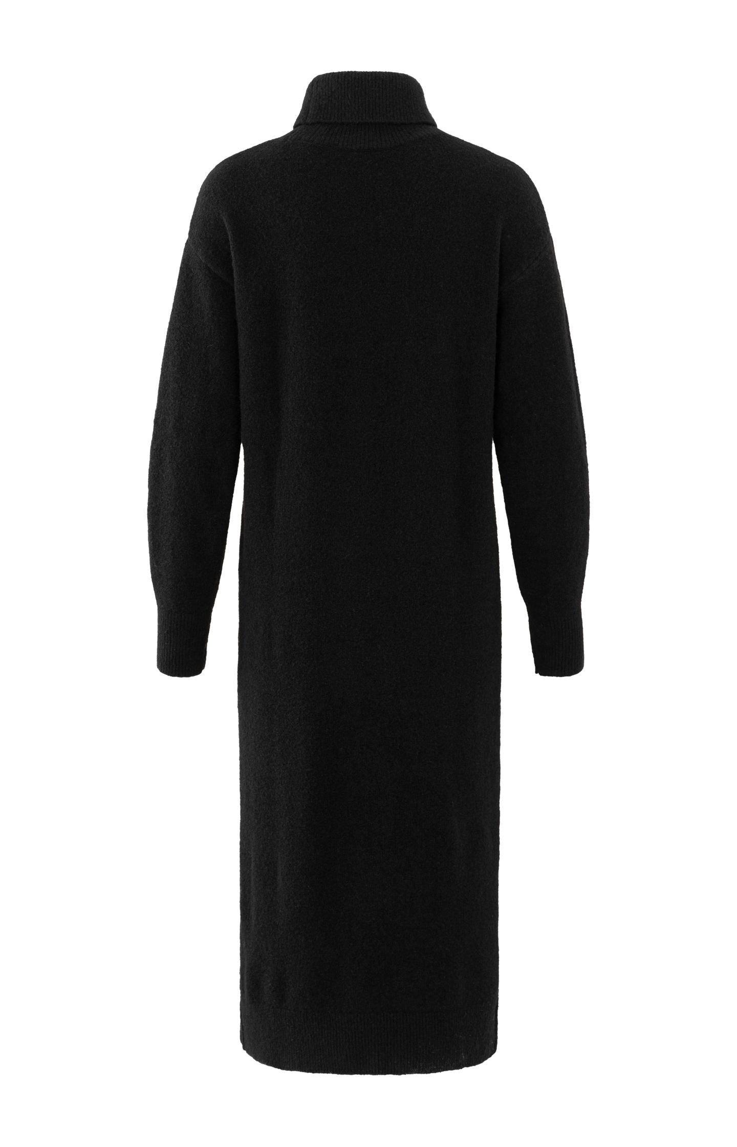 Knitted midi dress with turtleneck and waist belt