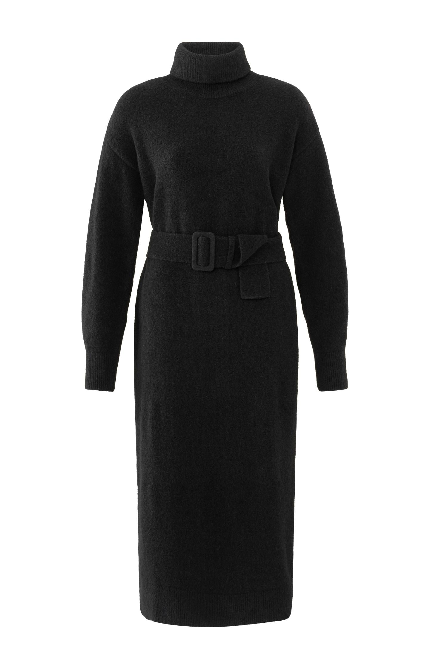 Knitted midi dress with turtleneck and waist belt - Type: product