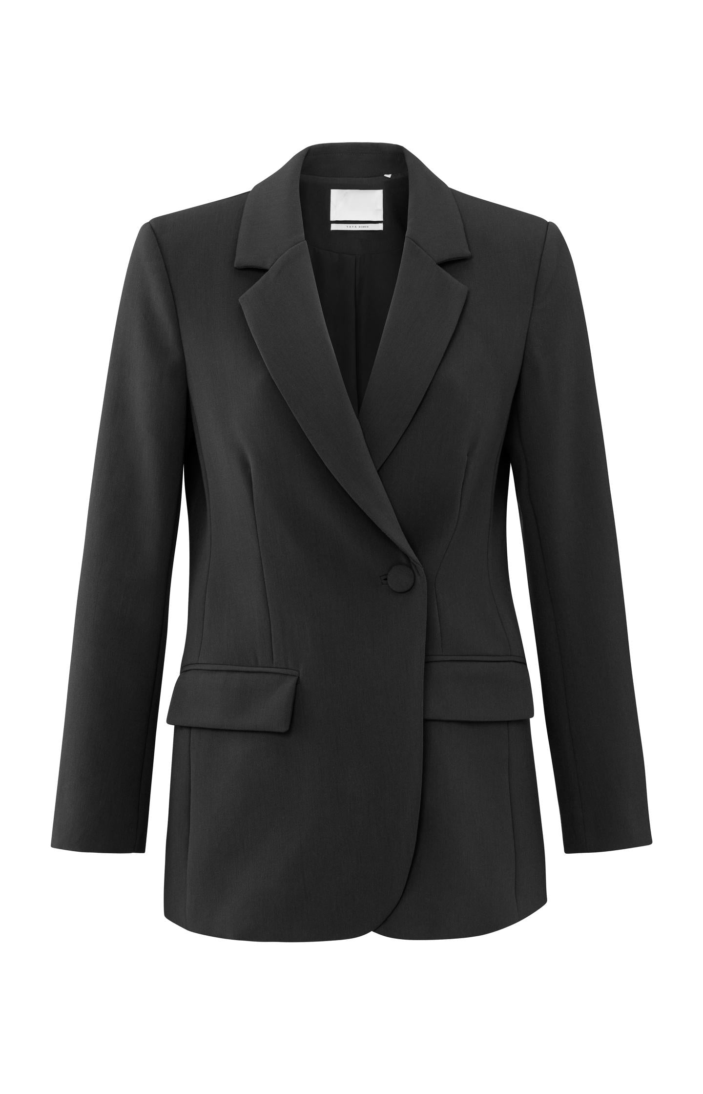 Fitted blazer with asymmetrical closure and front pockets - Type: product