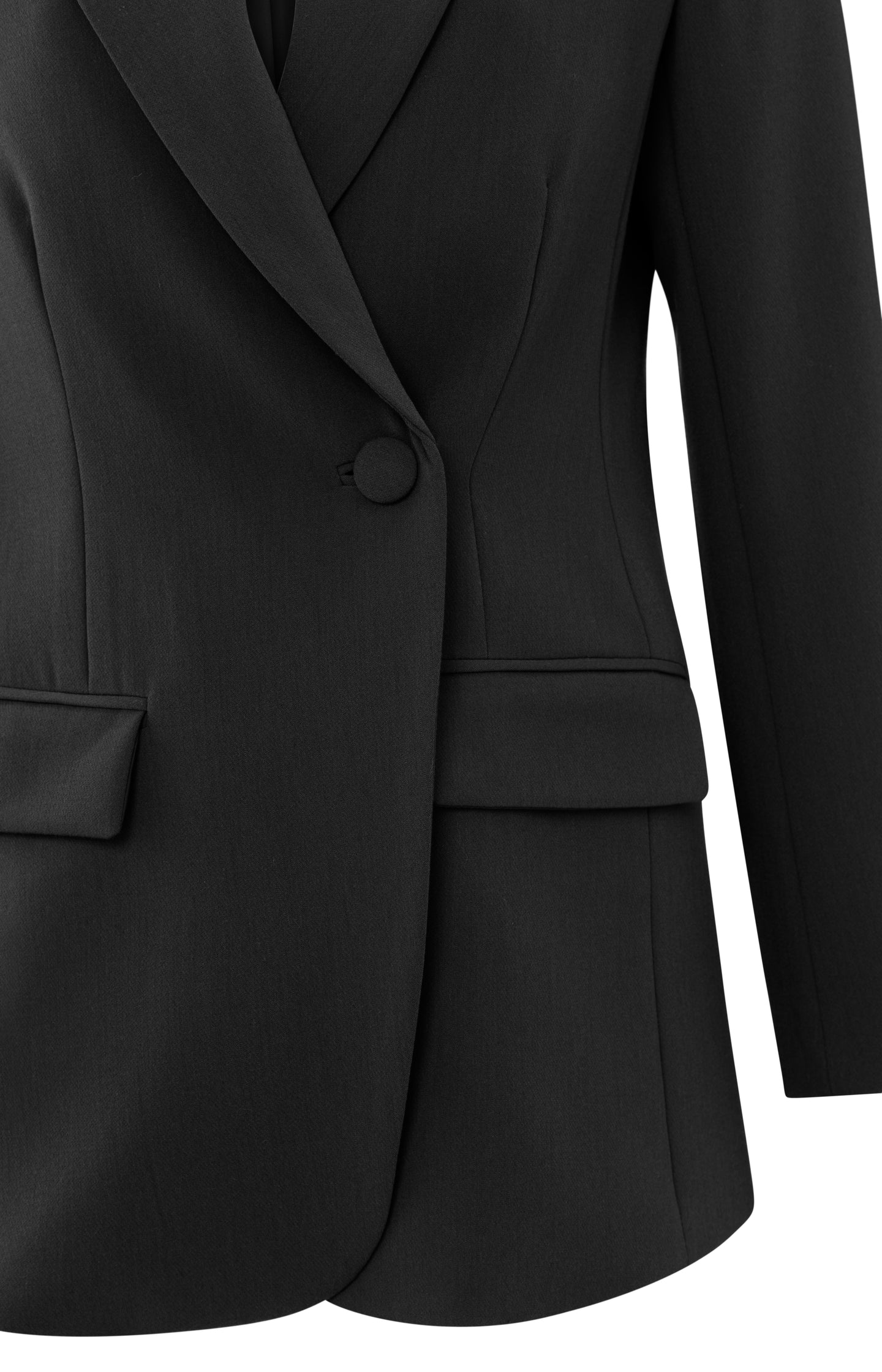 Fitted blazer with asymmetrical closure and front pockets