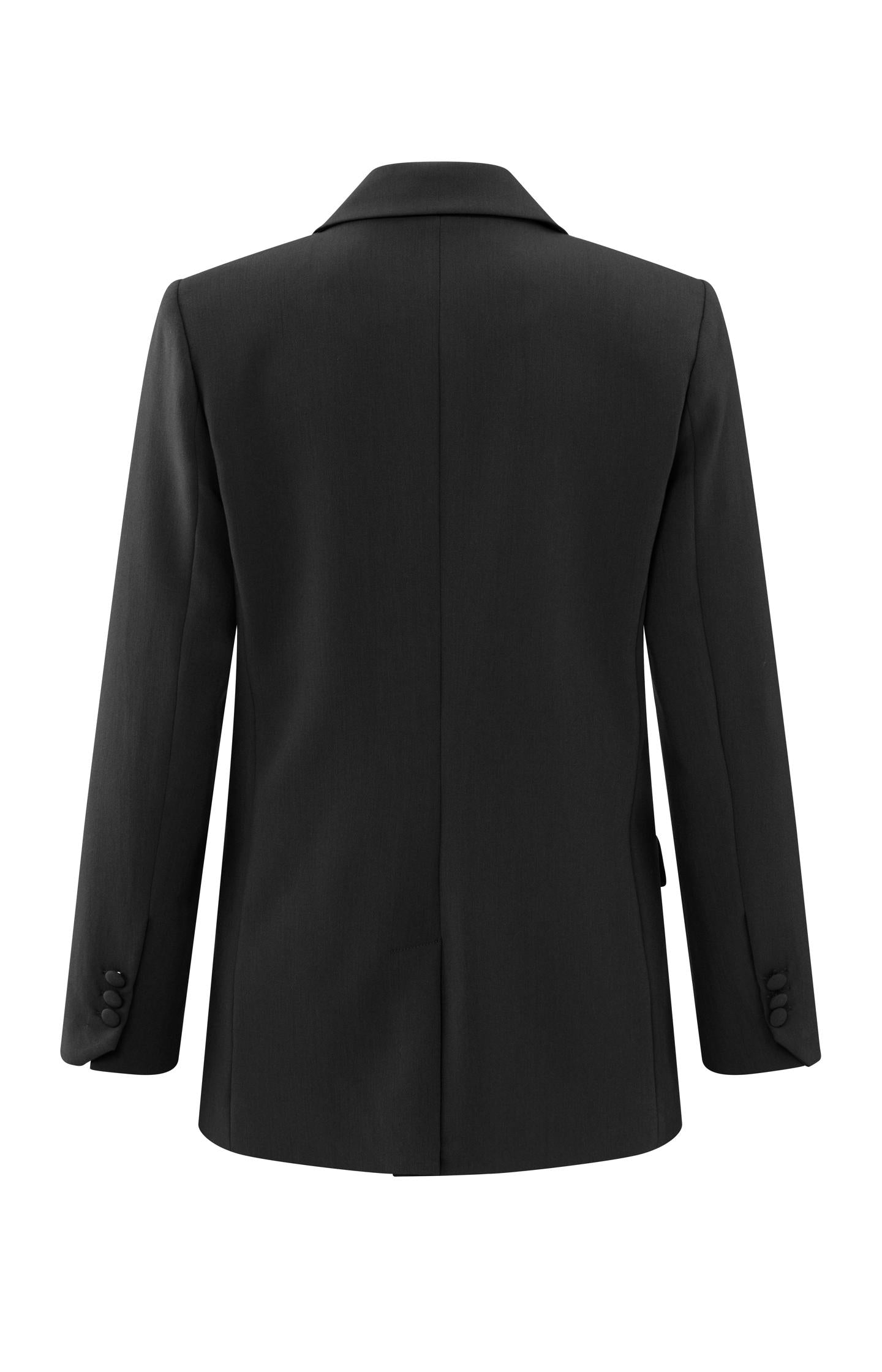 Fitted blazer with asymmetrical closure and front pockets