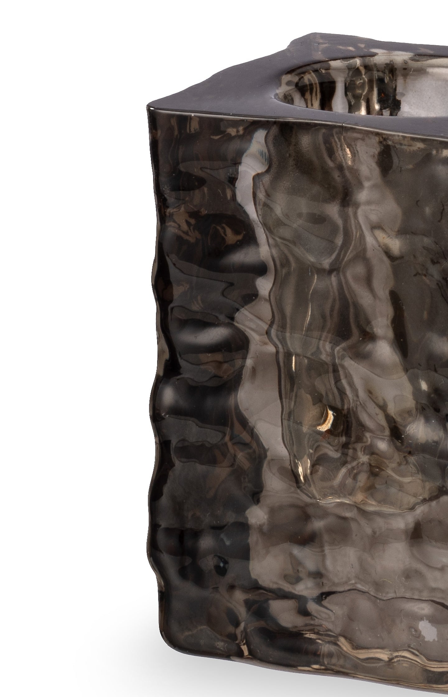 Glass candle holder with frosted effect 