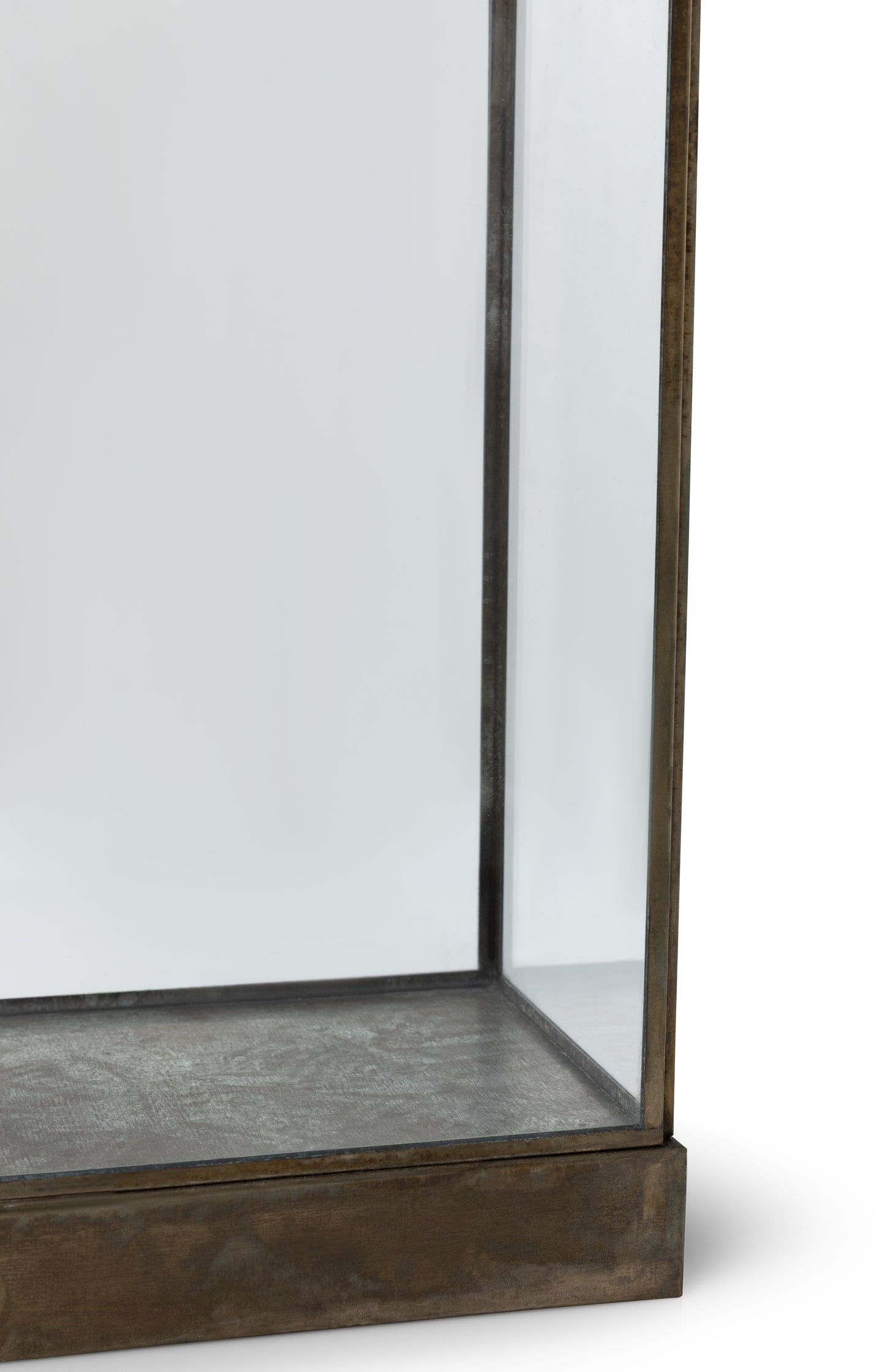 Glass candle holder with metal frame - large