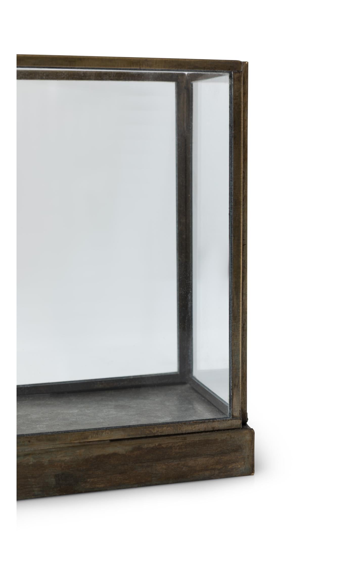 Glass candle holder with metal frame - small