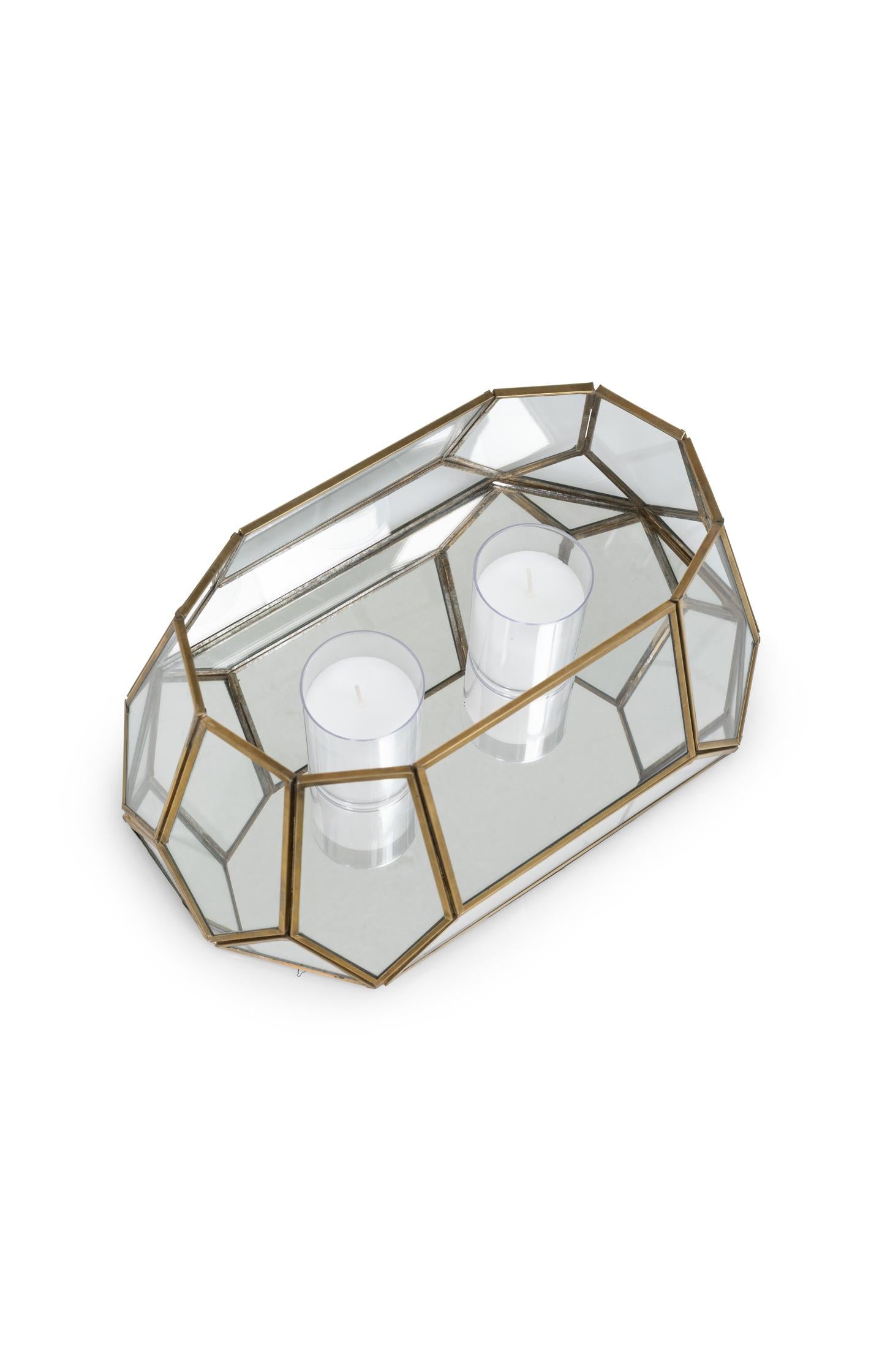 Glass candle holder with mirrored base - Type: lookbook