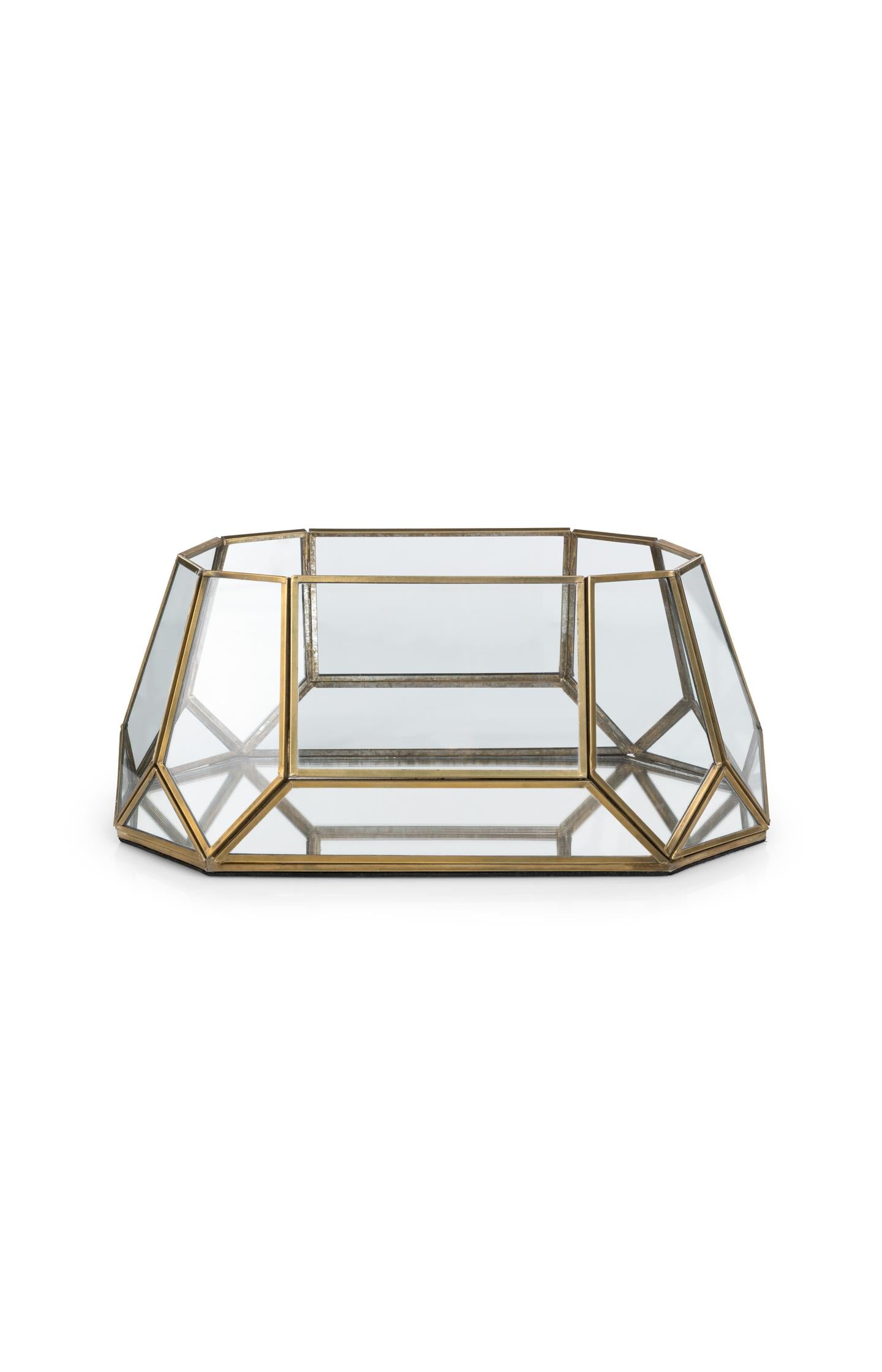 Glass candle holder with mirrored base - Type: lookbook