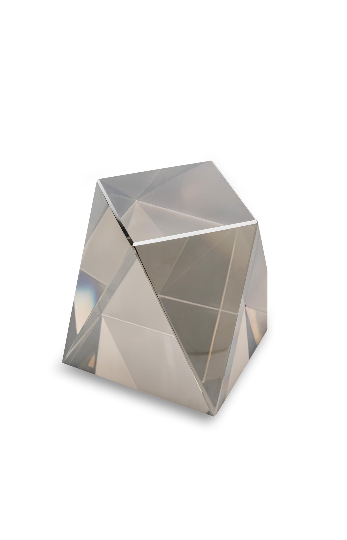 Glass sculpture with geometric shape