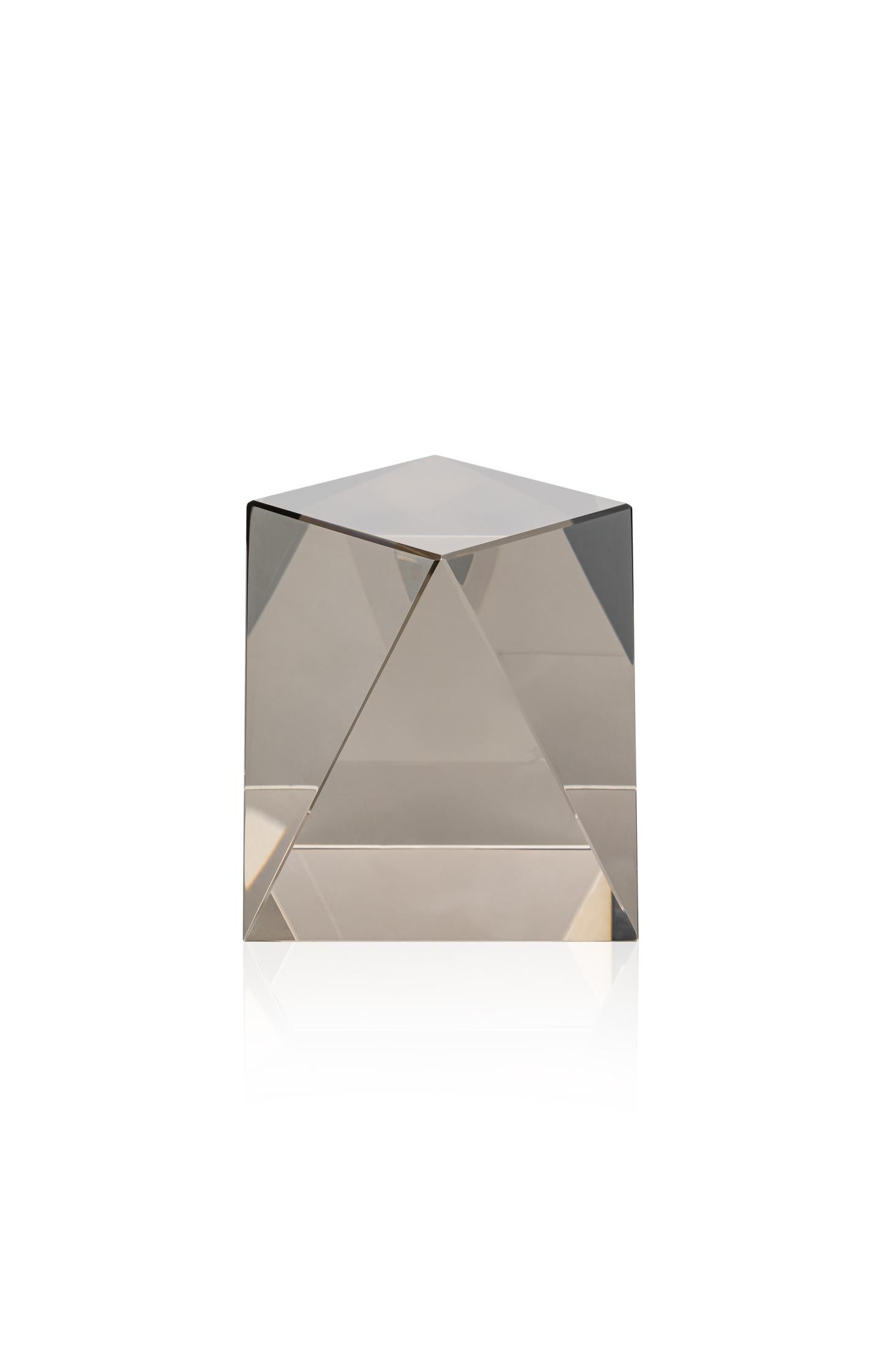 Glass sculpture with geometric shape