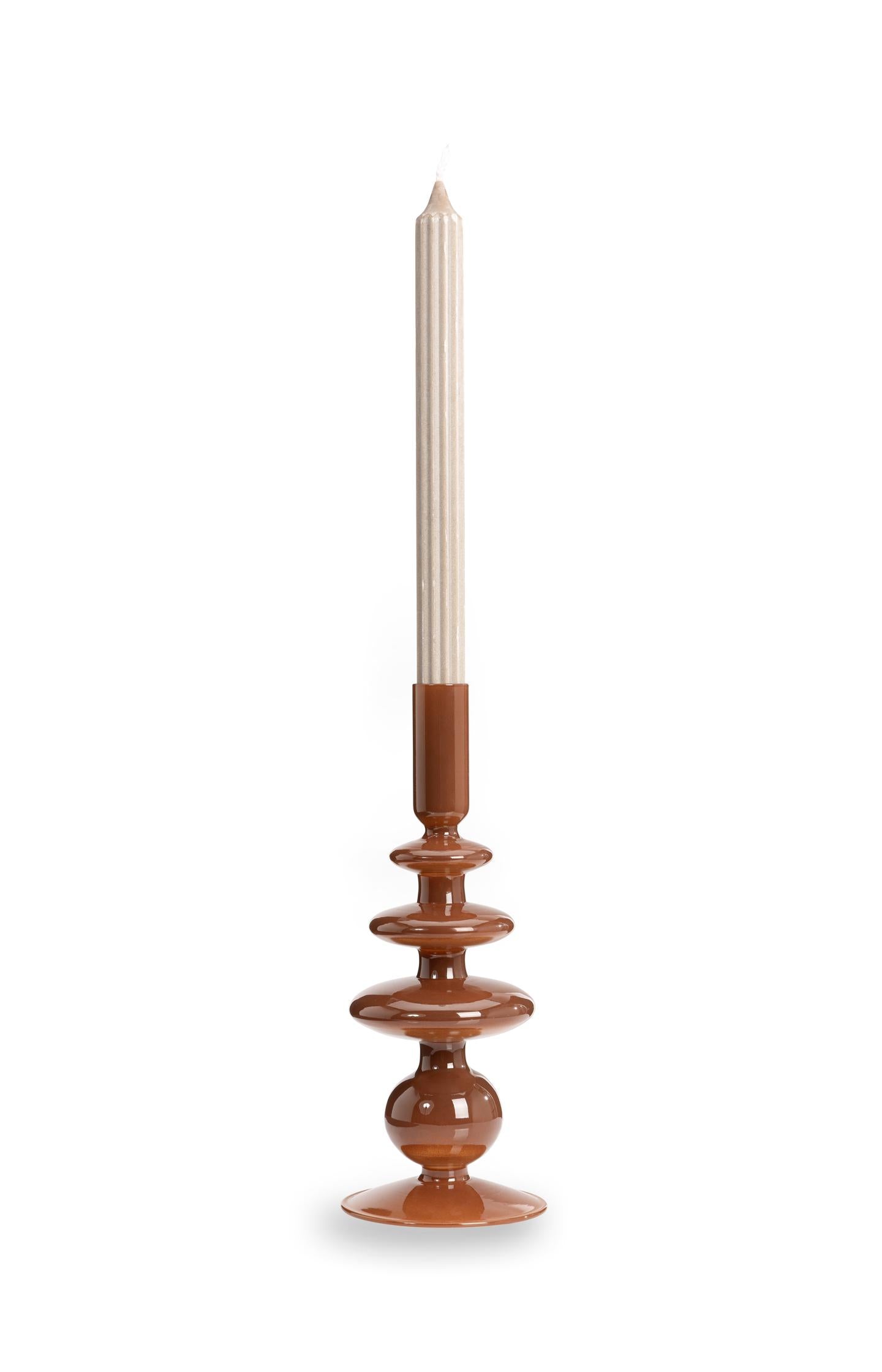 Glossy glass candle holder - large
