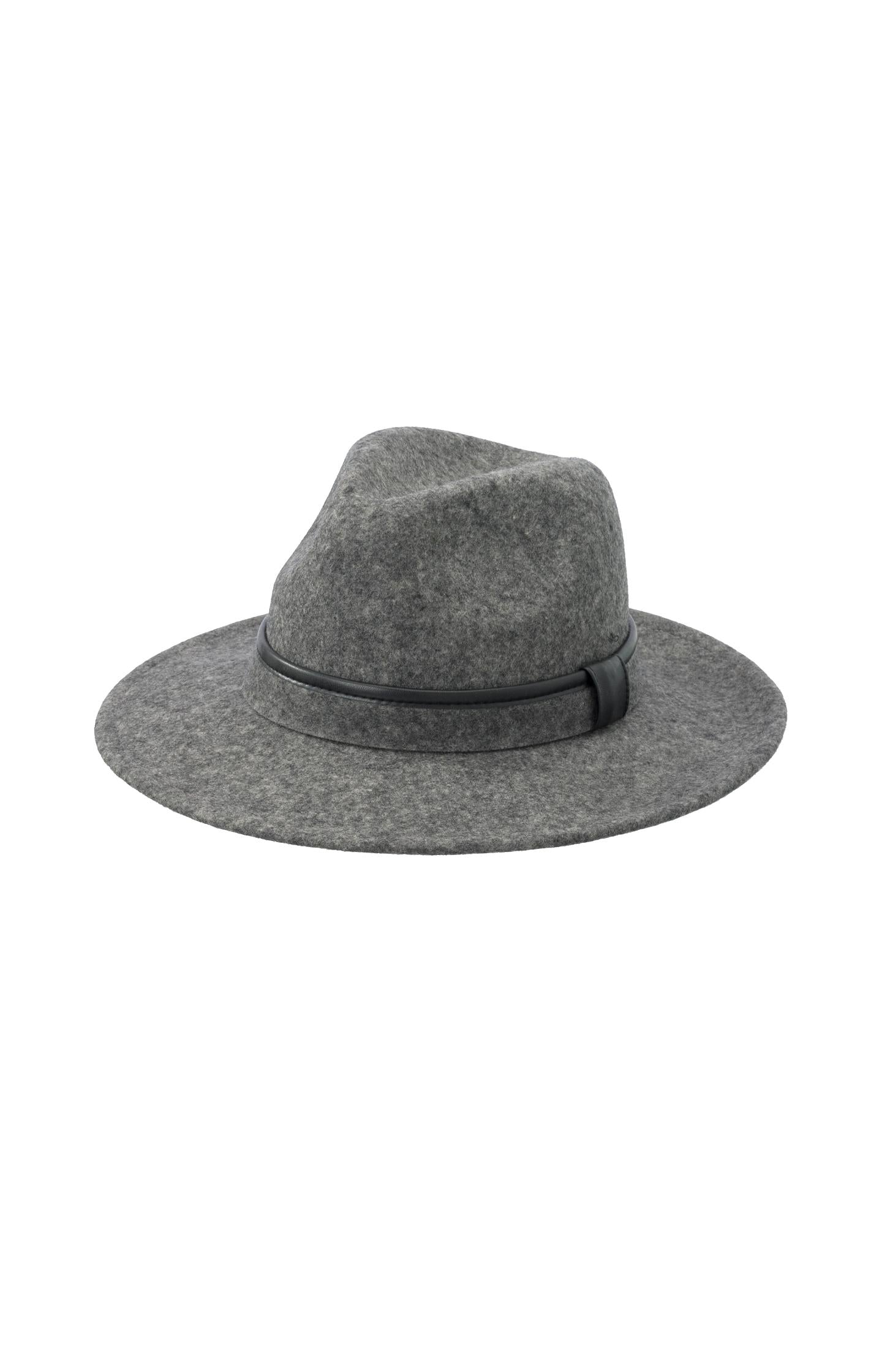 Gray fedora hat made from soft wool with classic wide brim - Type: product