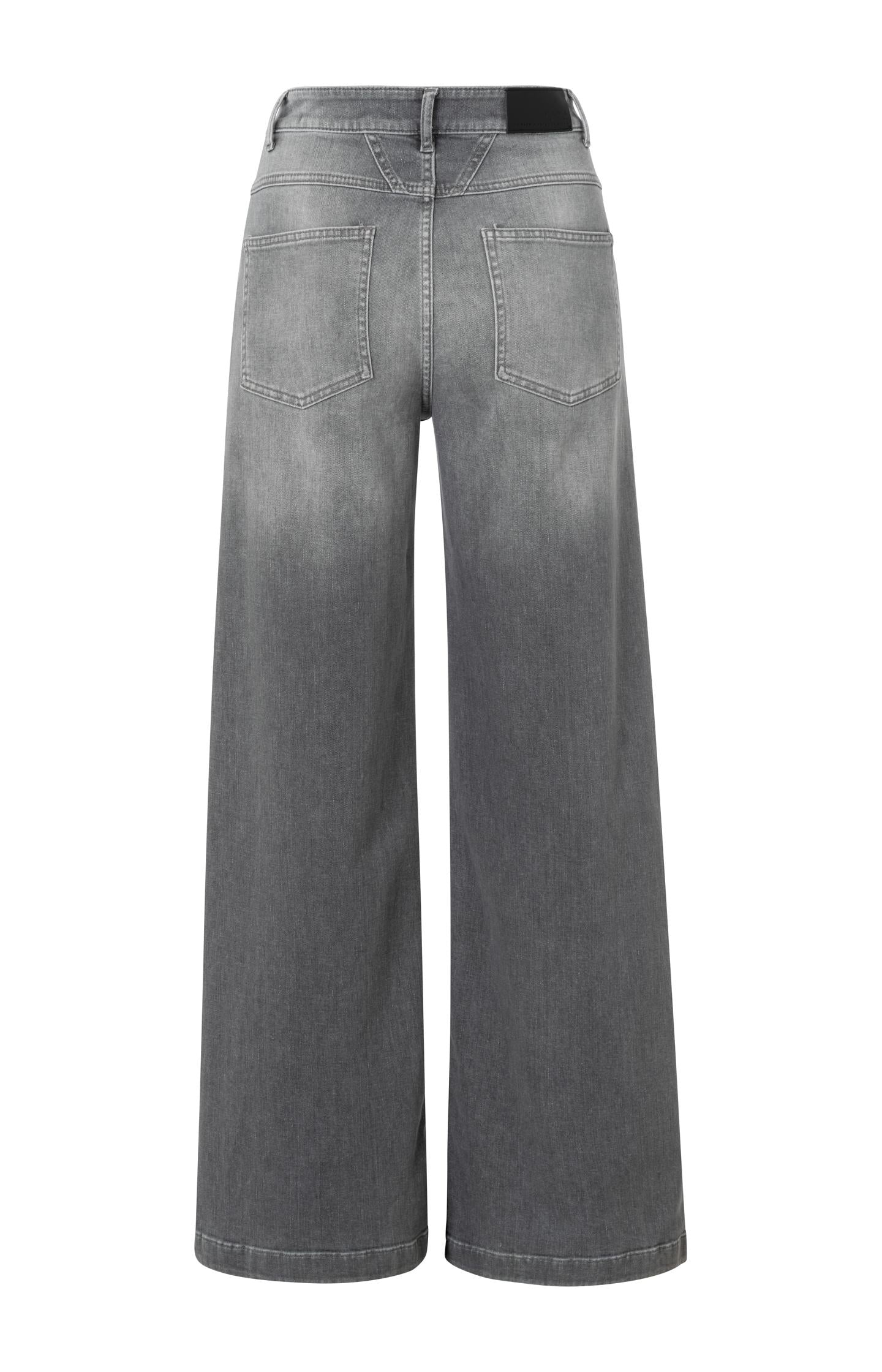 Gray jeans with high waist, extra wide legs and pockets - L34