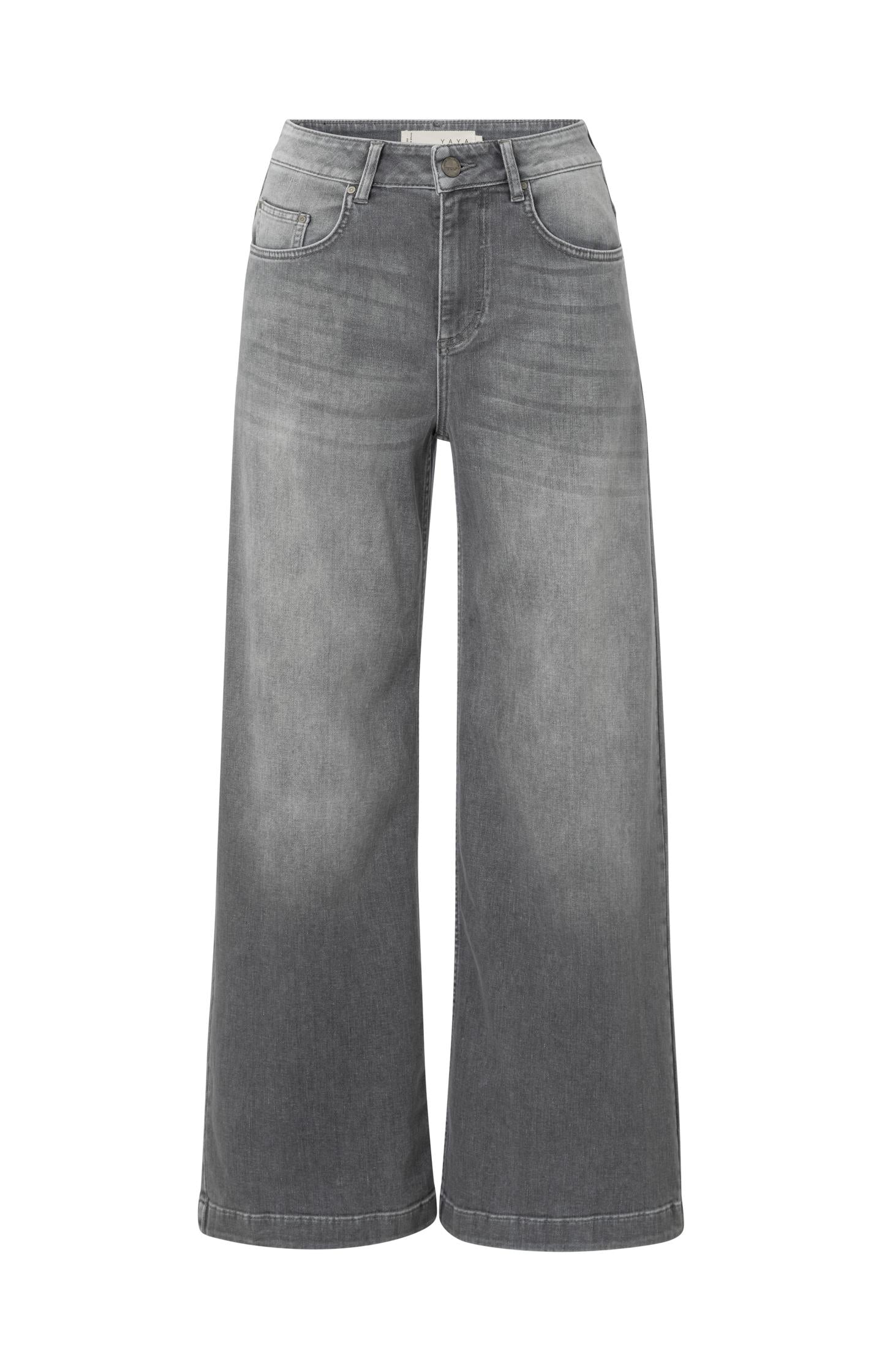 Gray jeans with high waist, extra wide legs and pockets - Type: product