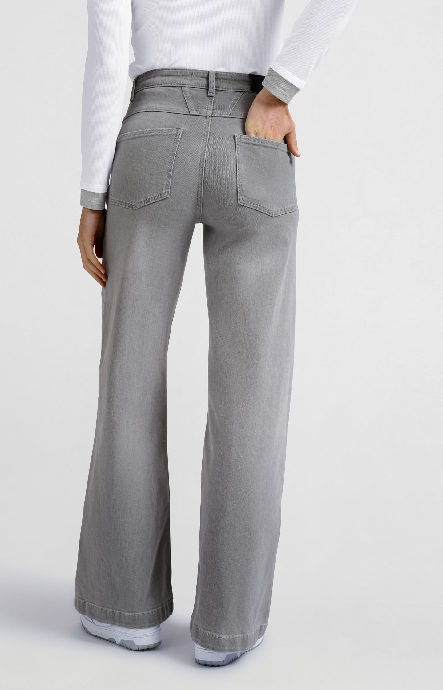 Grey denim trousers with extra wide legs and high waist - L34