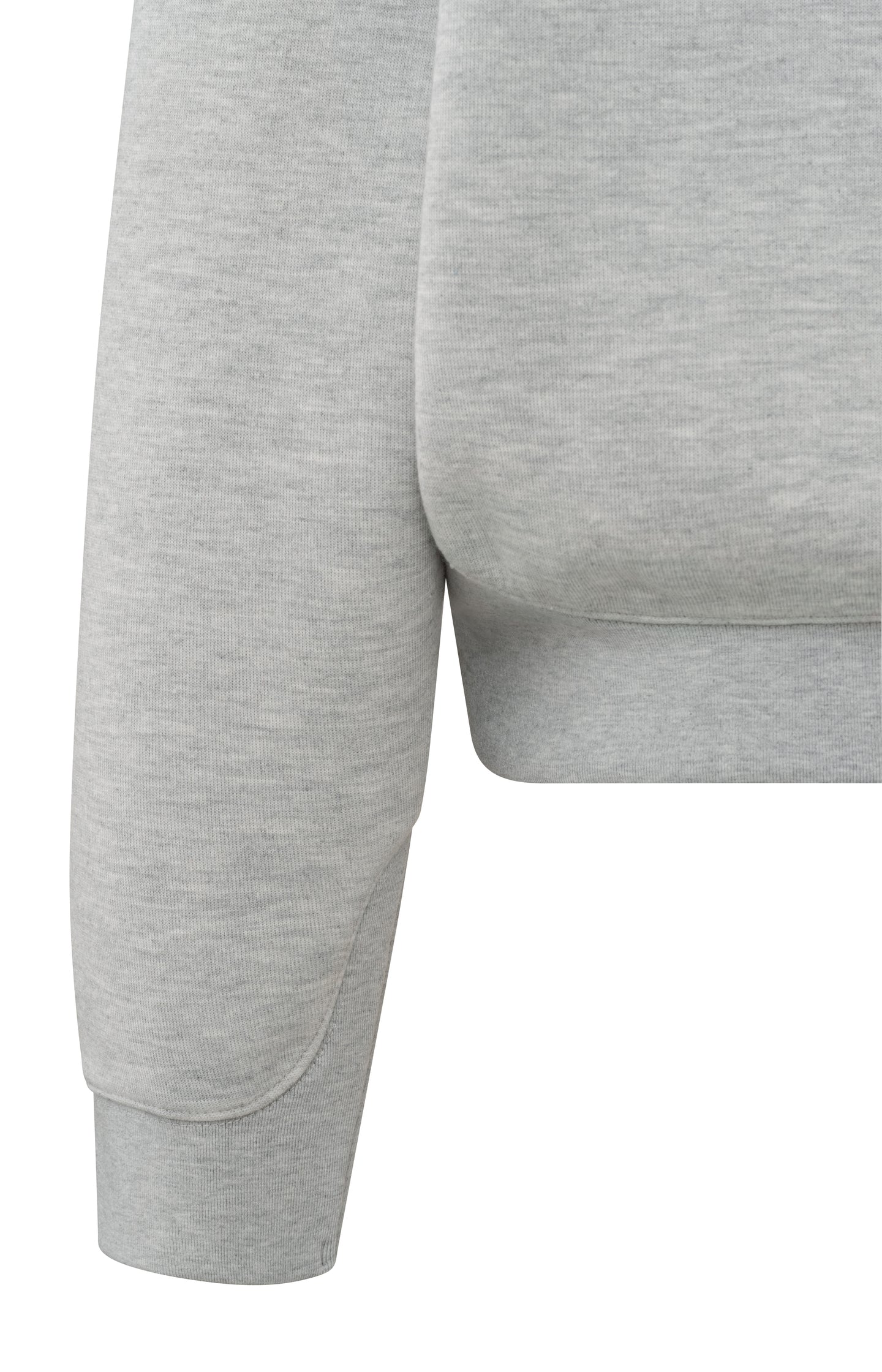 Grey melange sweatshirt with round neck and long sleeves