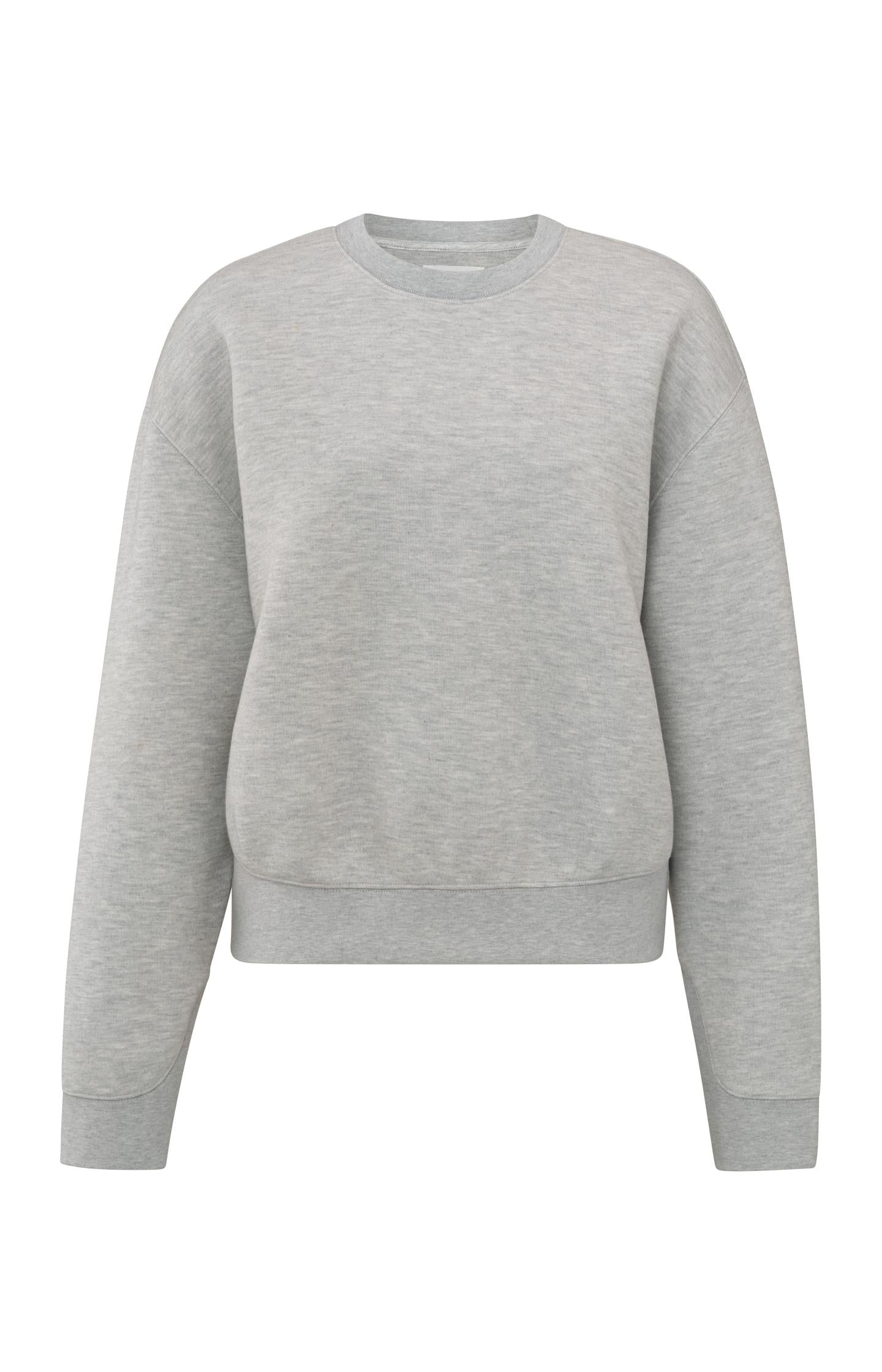 Grey melange sweatshirt with round neck and long sleeves - Type: product