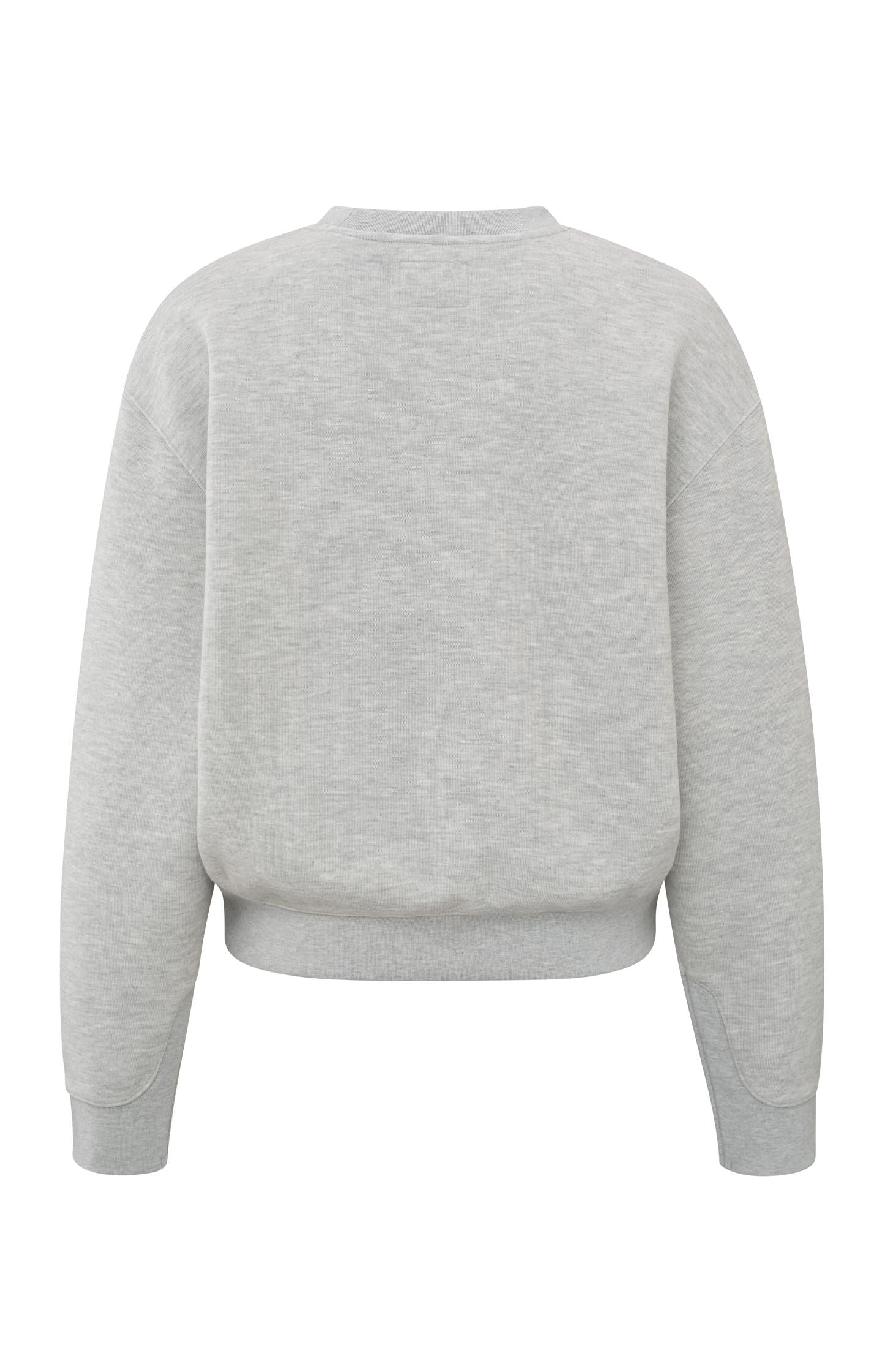 Grey melange sweatshirt with round neck and long sleeves