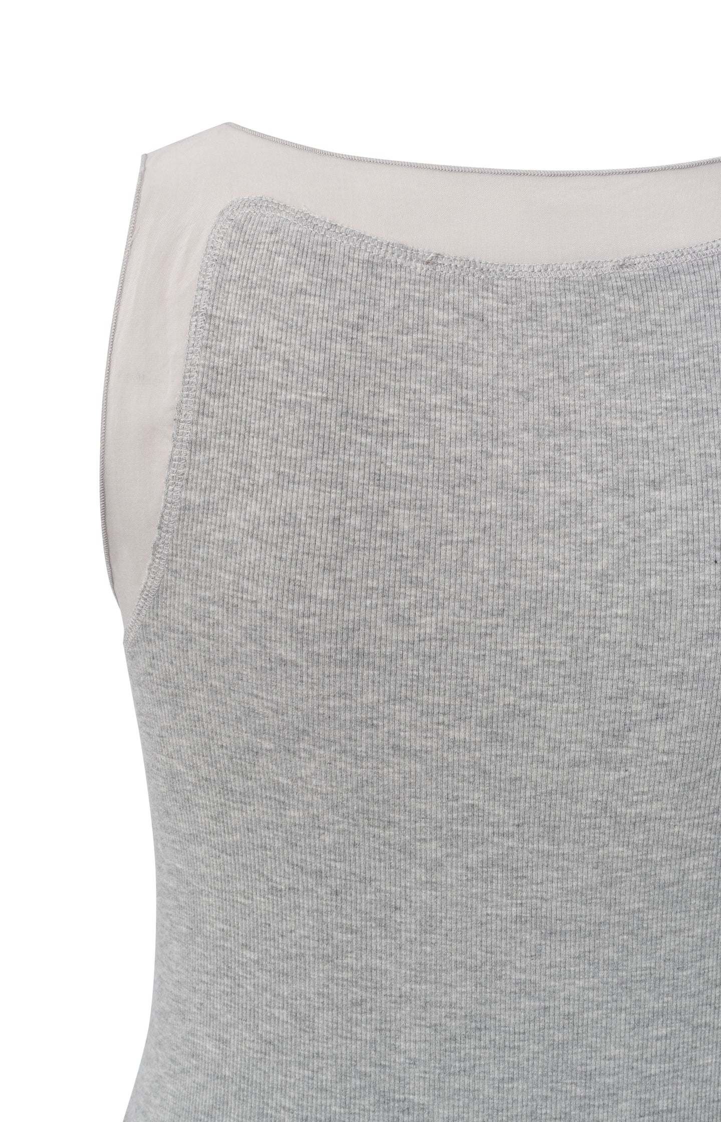 Grey sleeveless top with mesh details