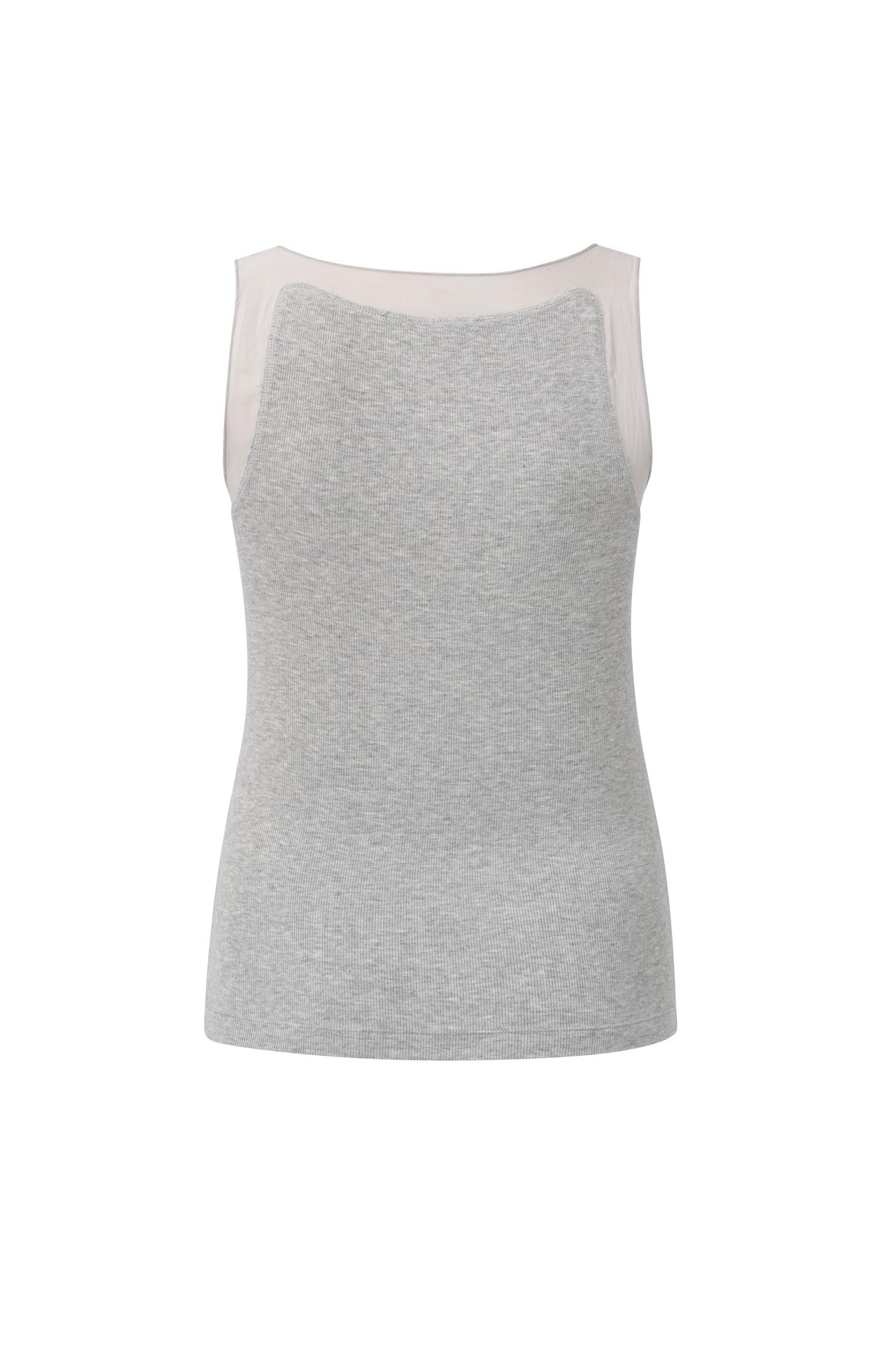 Grey sleeveless top with mesh details