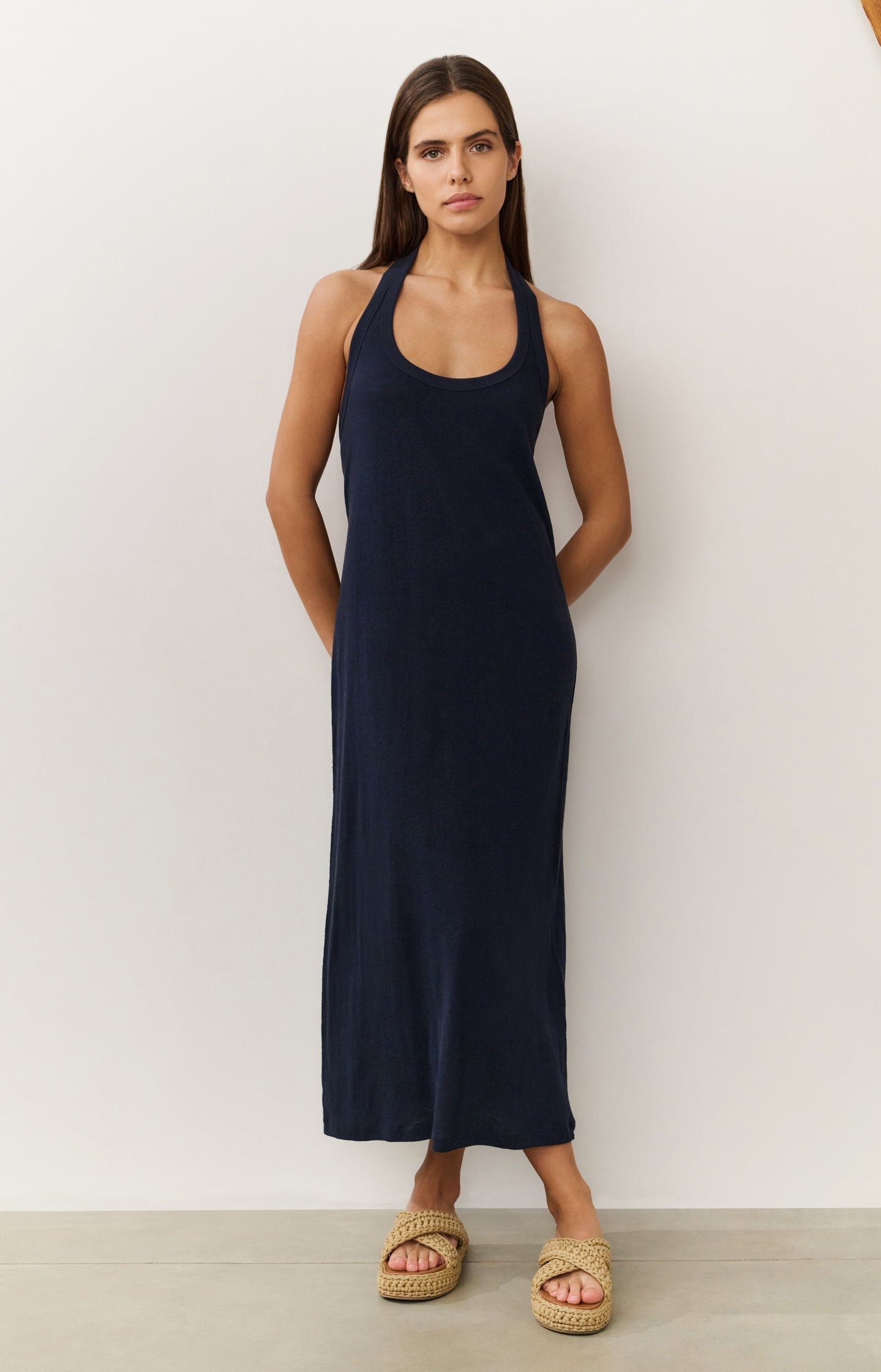 Halter dress with open back
