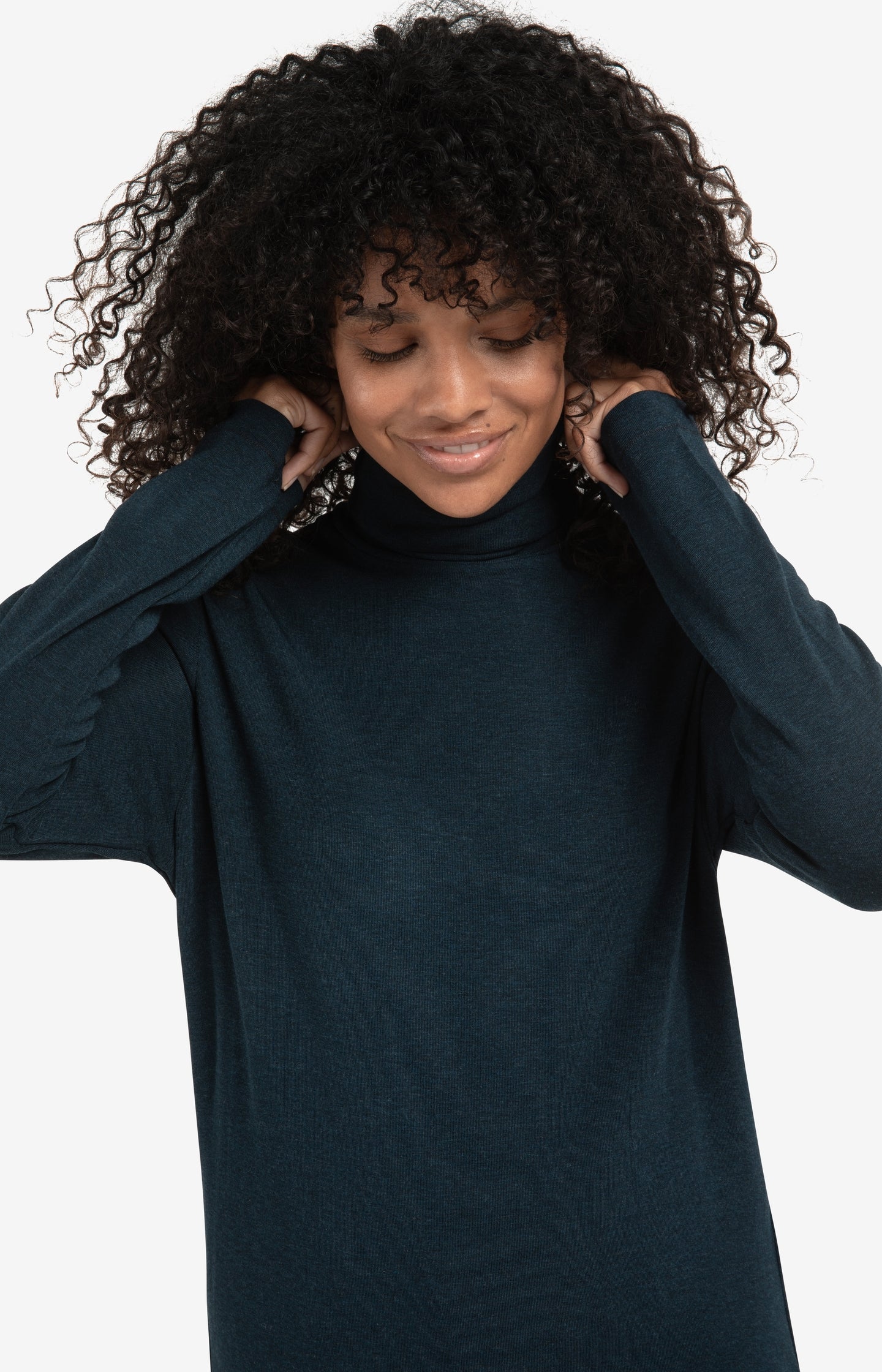 Heavyweight jersey top with turtleneck and long sleeves
