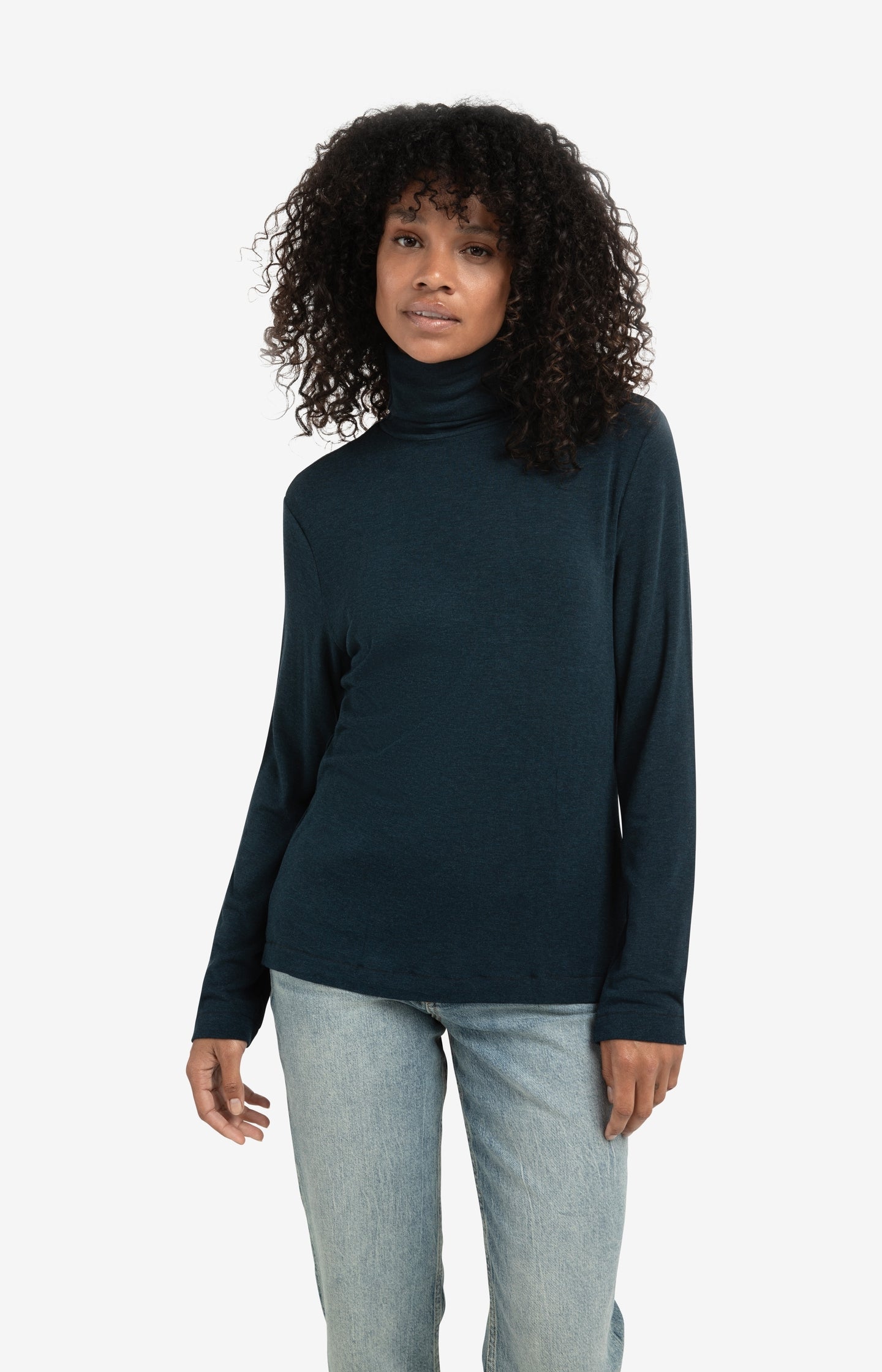 Heavyweight jersey top with turtleneck and long sleeves