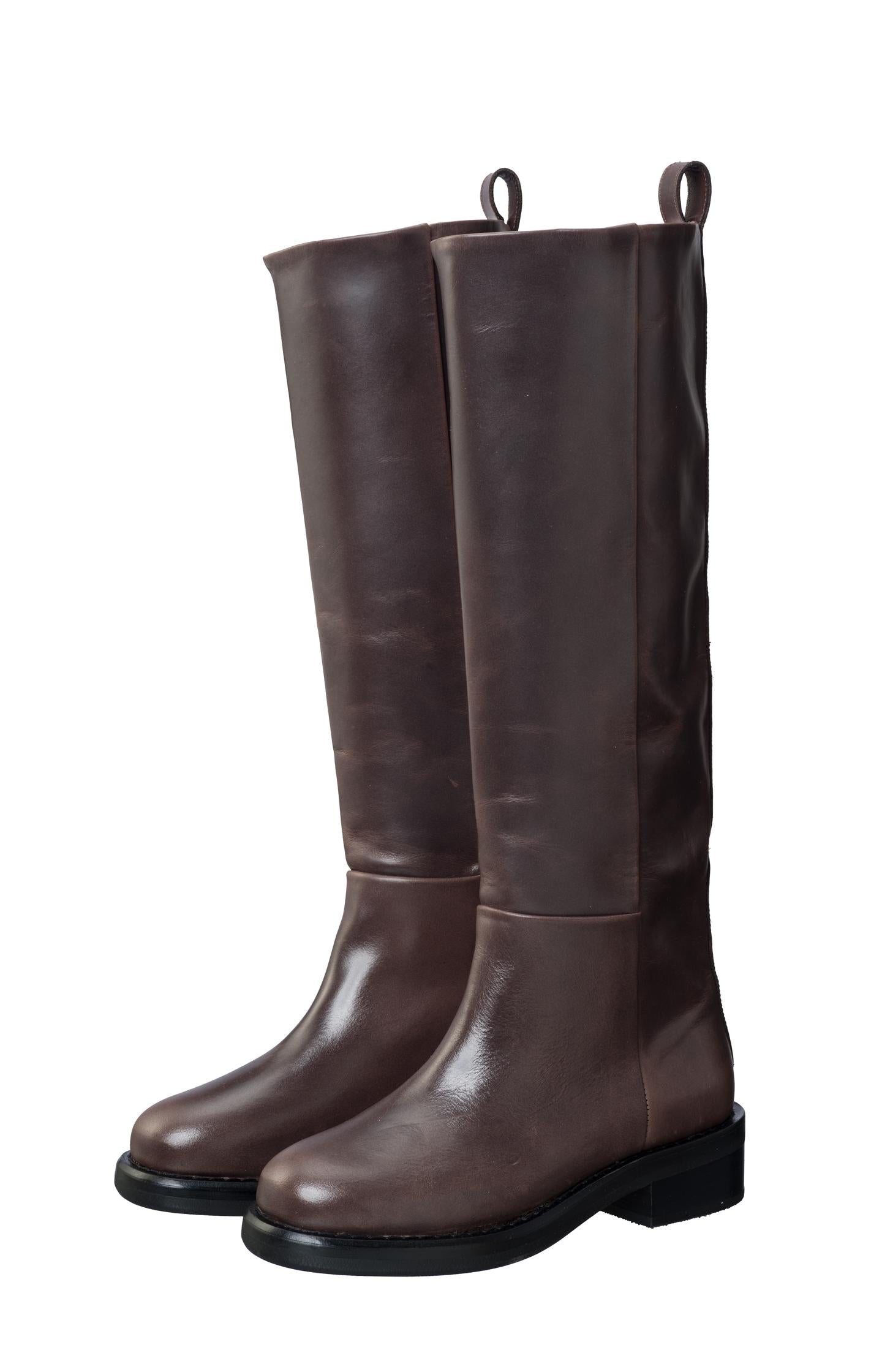 High boots in leather - Mulch Brown - Type: product