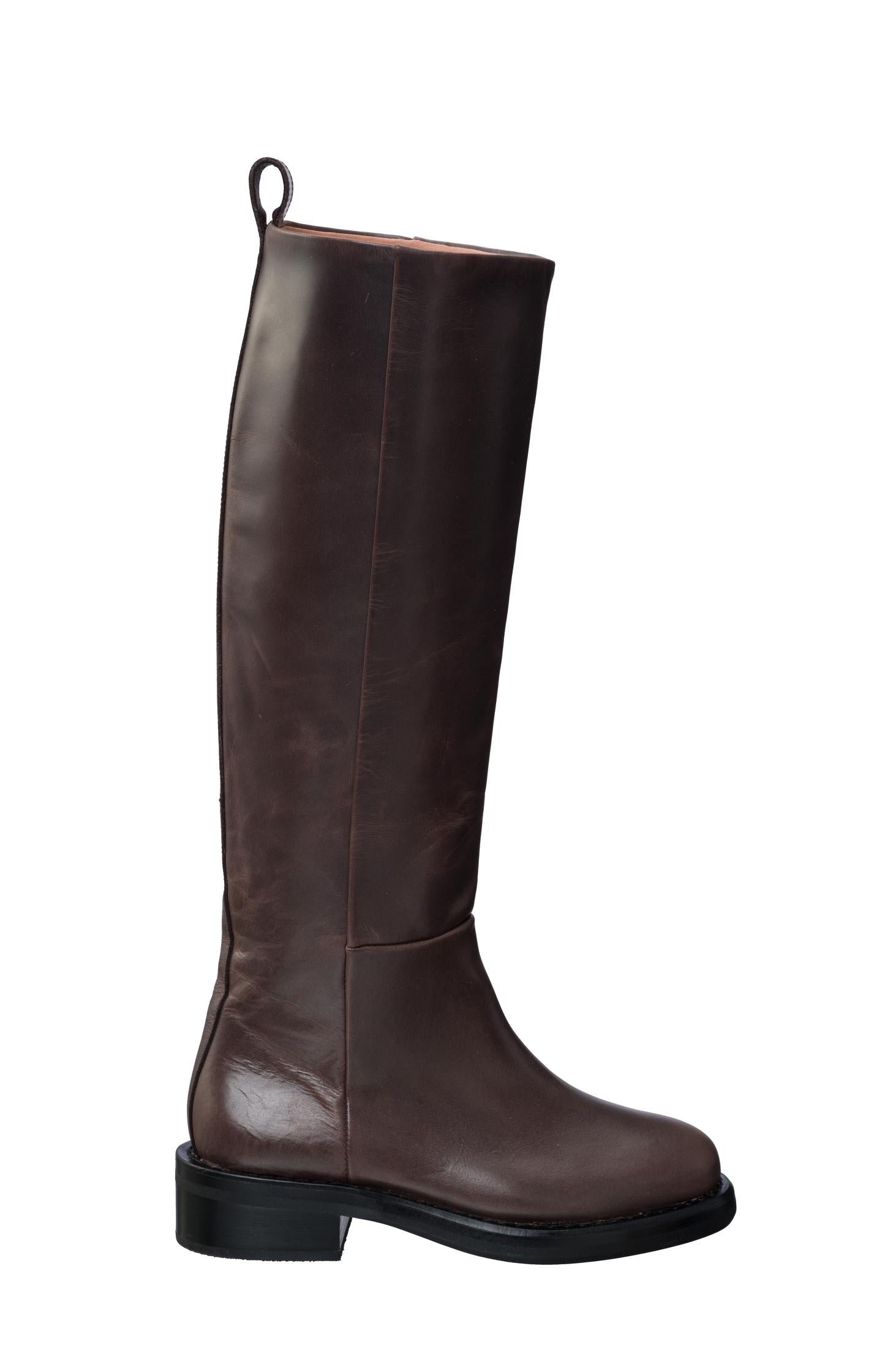 High boots in leather - Mulch Brown