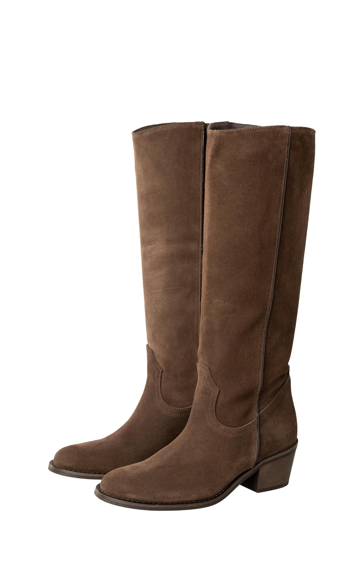 High leather boot with block heel - Type: product