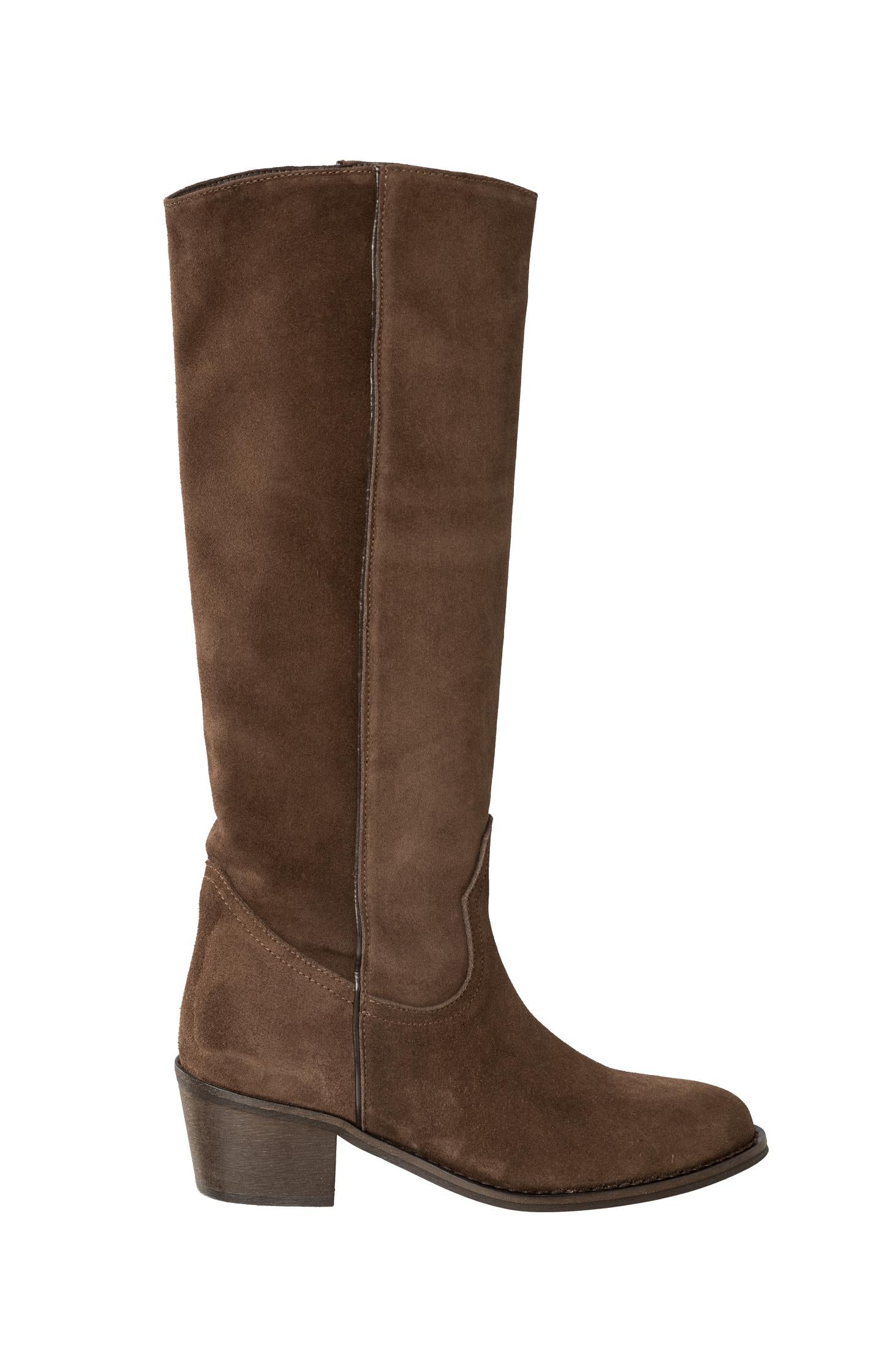 High leather boot with block heel